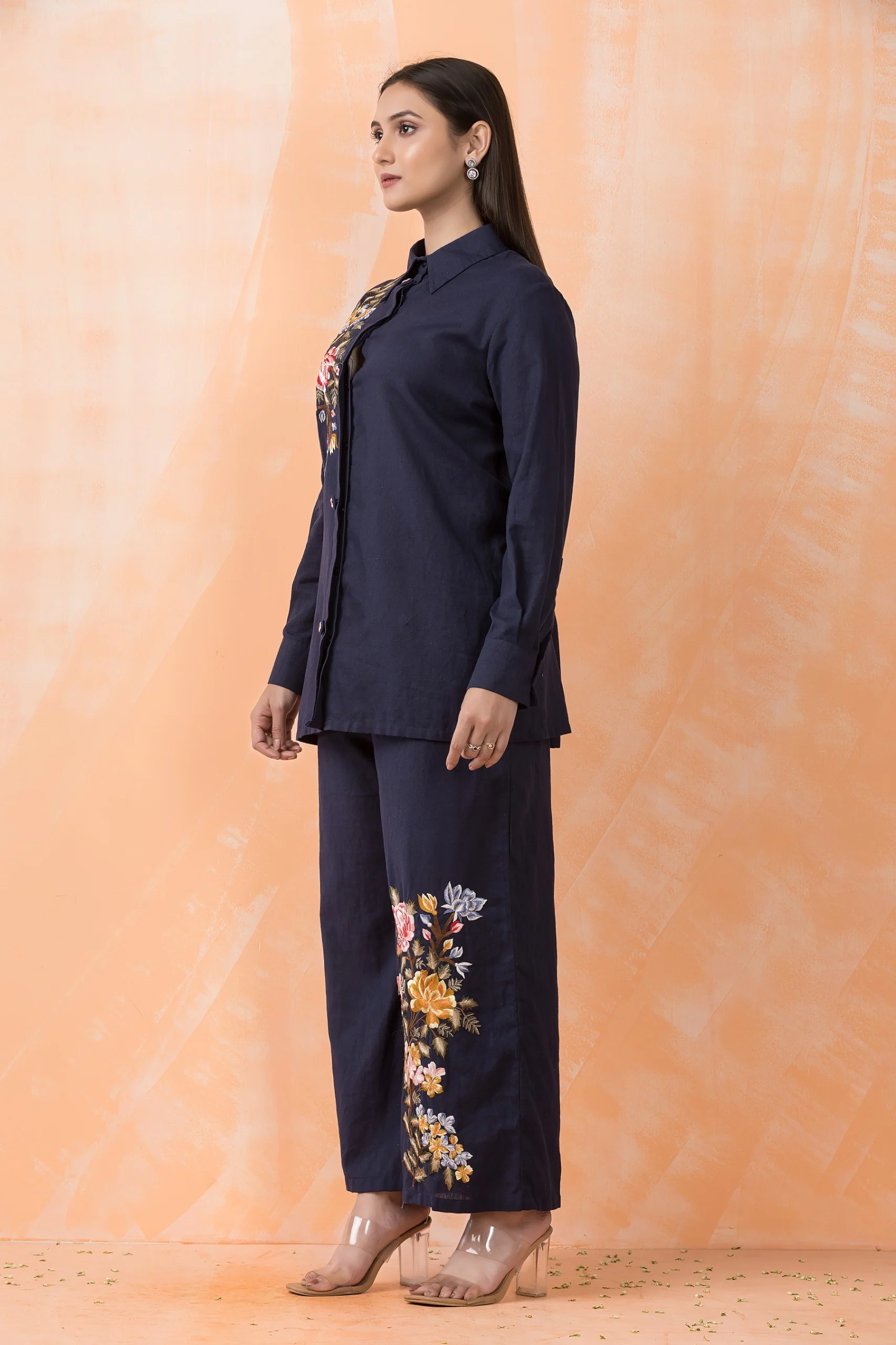Sabhya Azure Embroidered Cotton Co-ord Set - Image 4