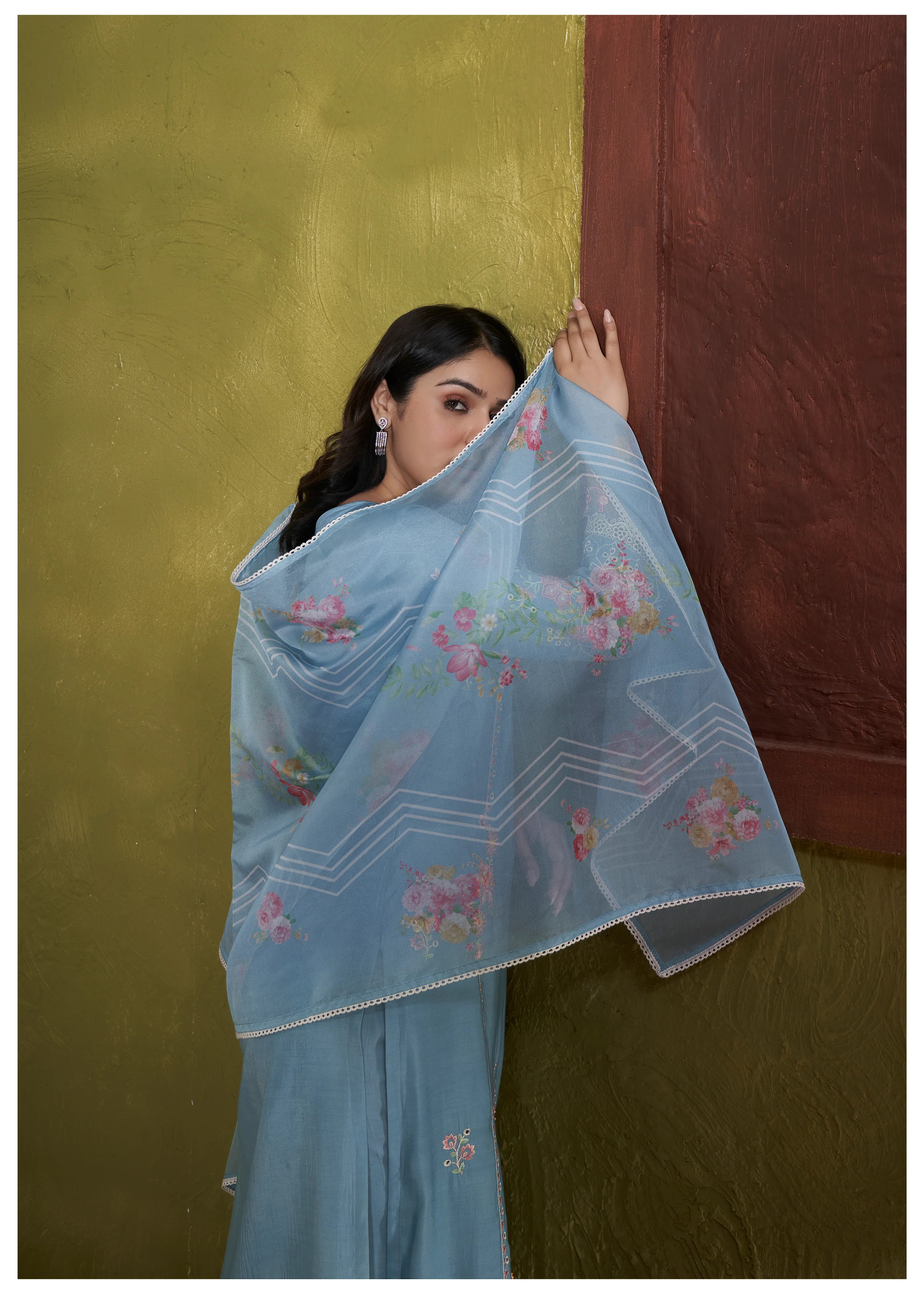 Nadira SoftBlue Embroidered Lawn Cotton Suit set - Image 3