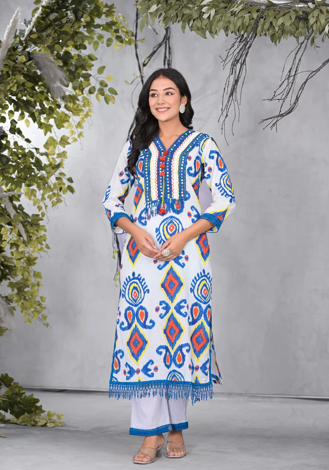 ARANYA TINT IKAT PRINT COTTON SUIT SET - Image 7