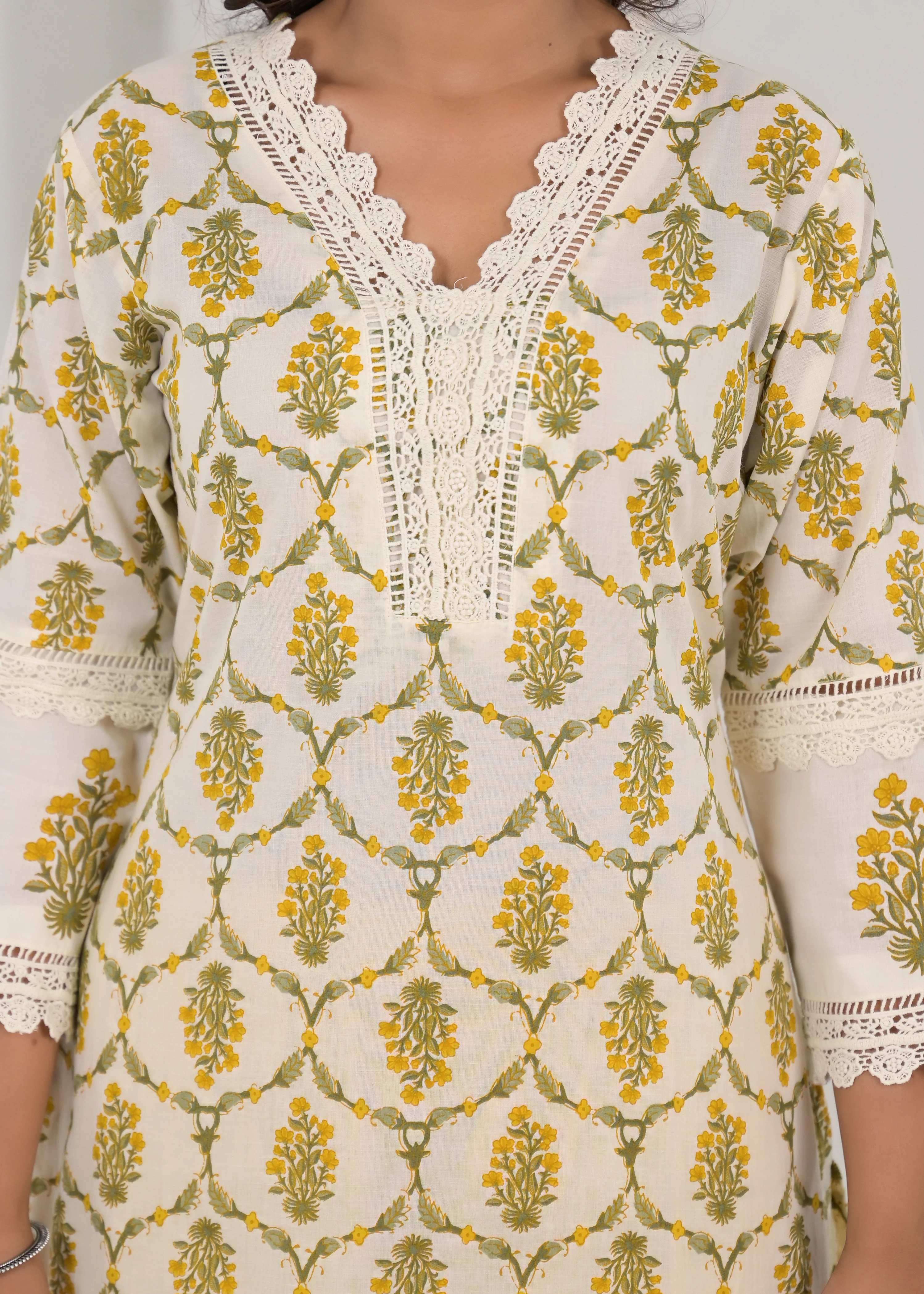 SAYESHA MUSTARD PRINTED COTTON SUIT SET - Image 4
