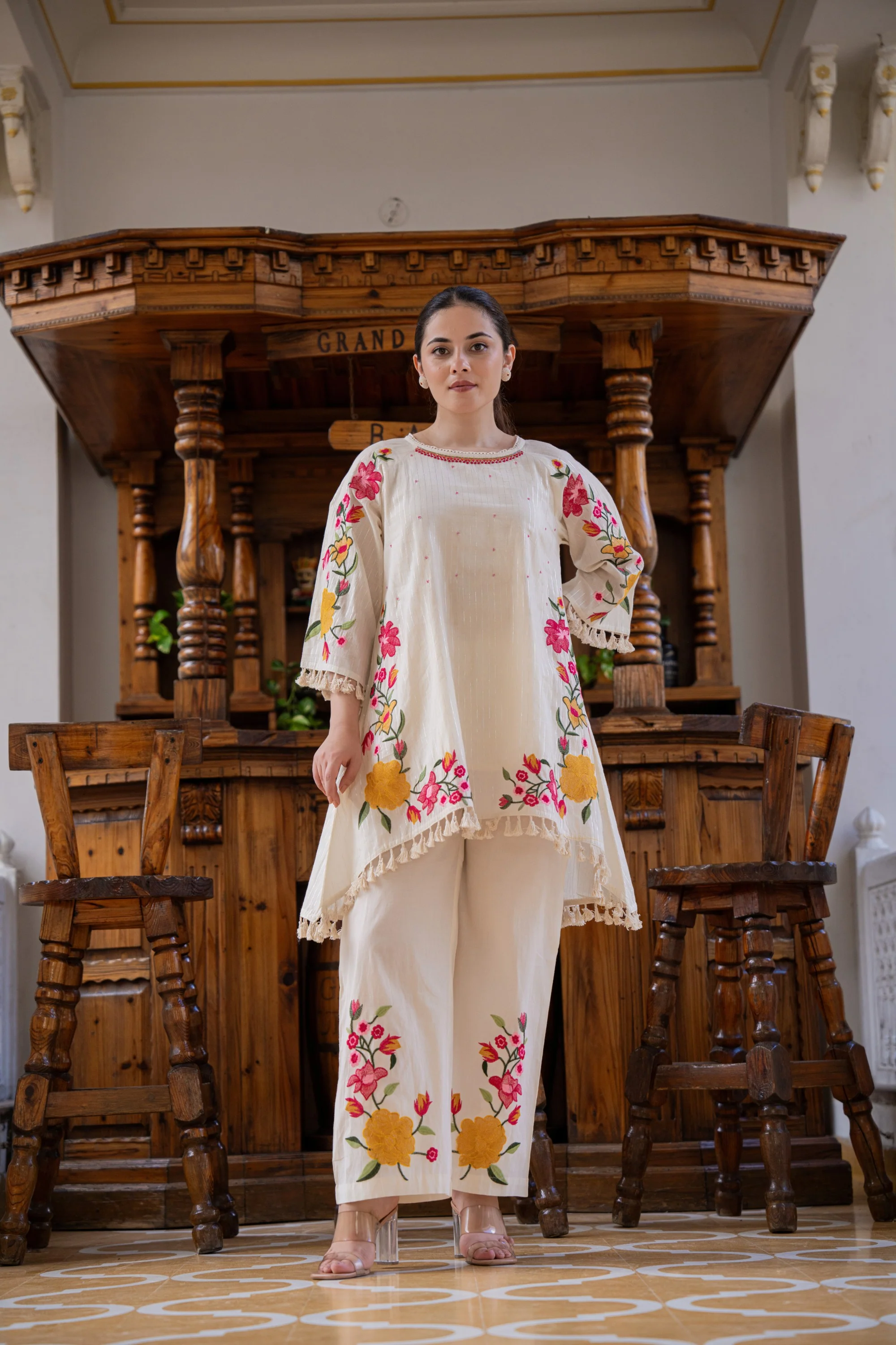 Hemal Bouquet Embroidery Cotton Co-ord Set - Image 5