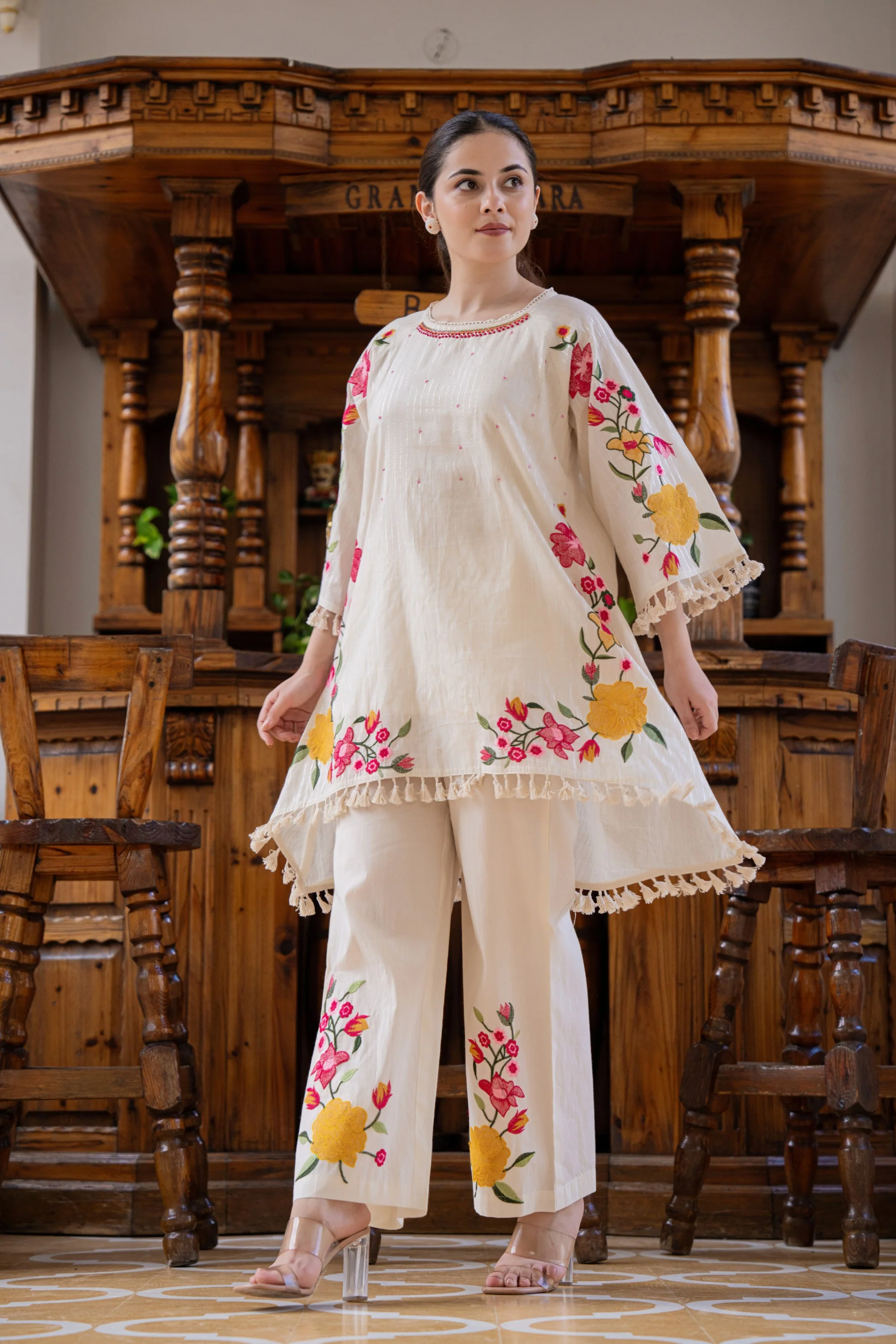 Hemal Bouquet Embroidery Cotton Co-ord Set - Image 6