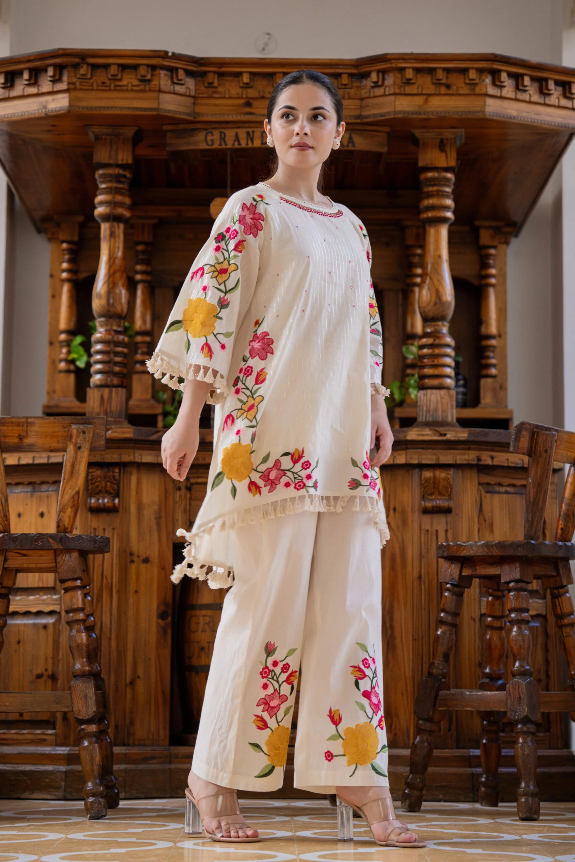 Hemal Bouquet Embroidery Cotton Co-ord Set - Image 7