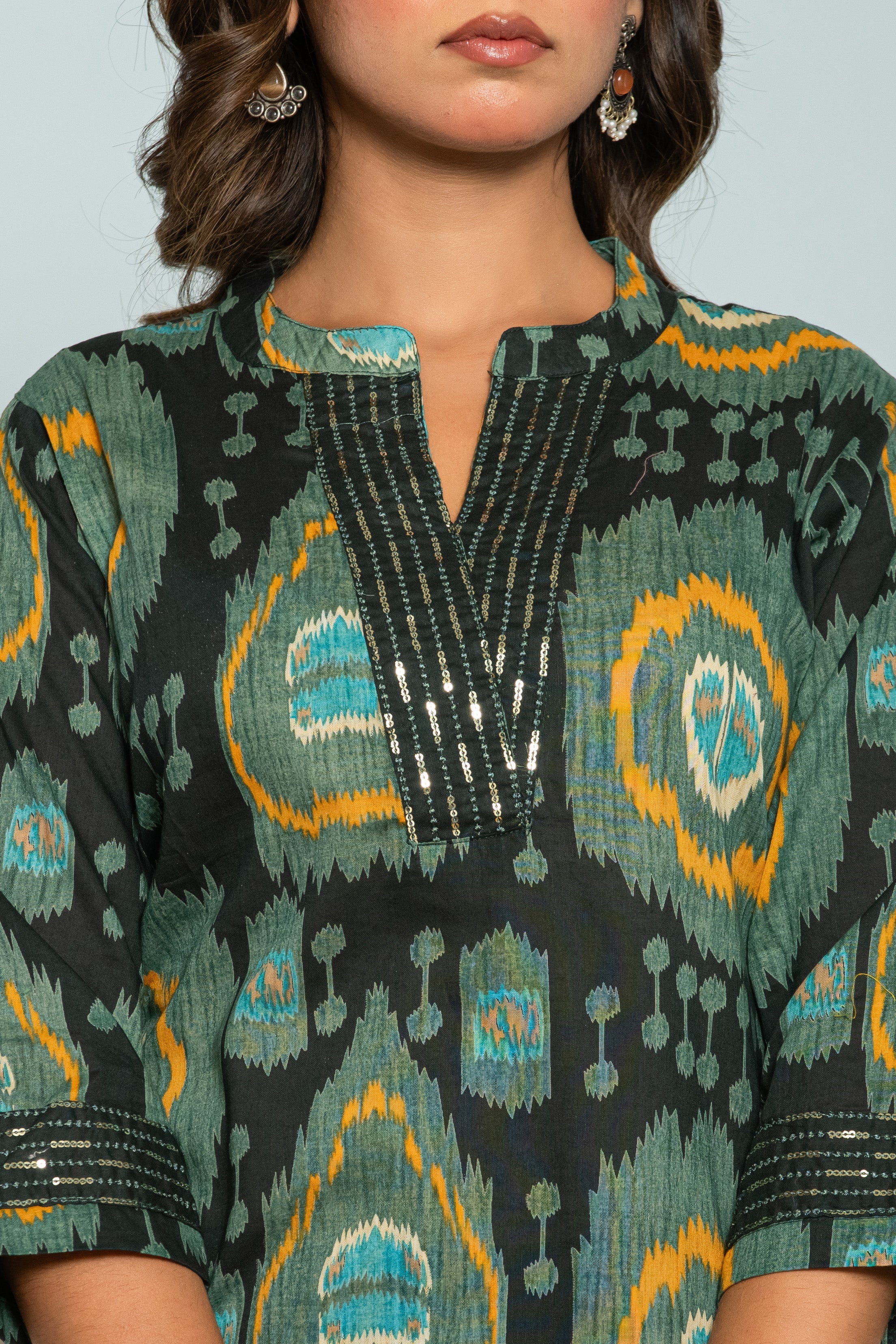 Hardik Kaitoke Ikat Printed Cotton Kurta Pant Set - Image 5