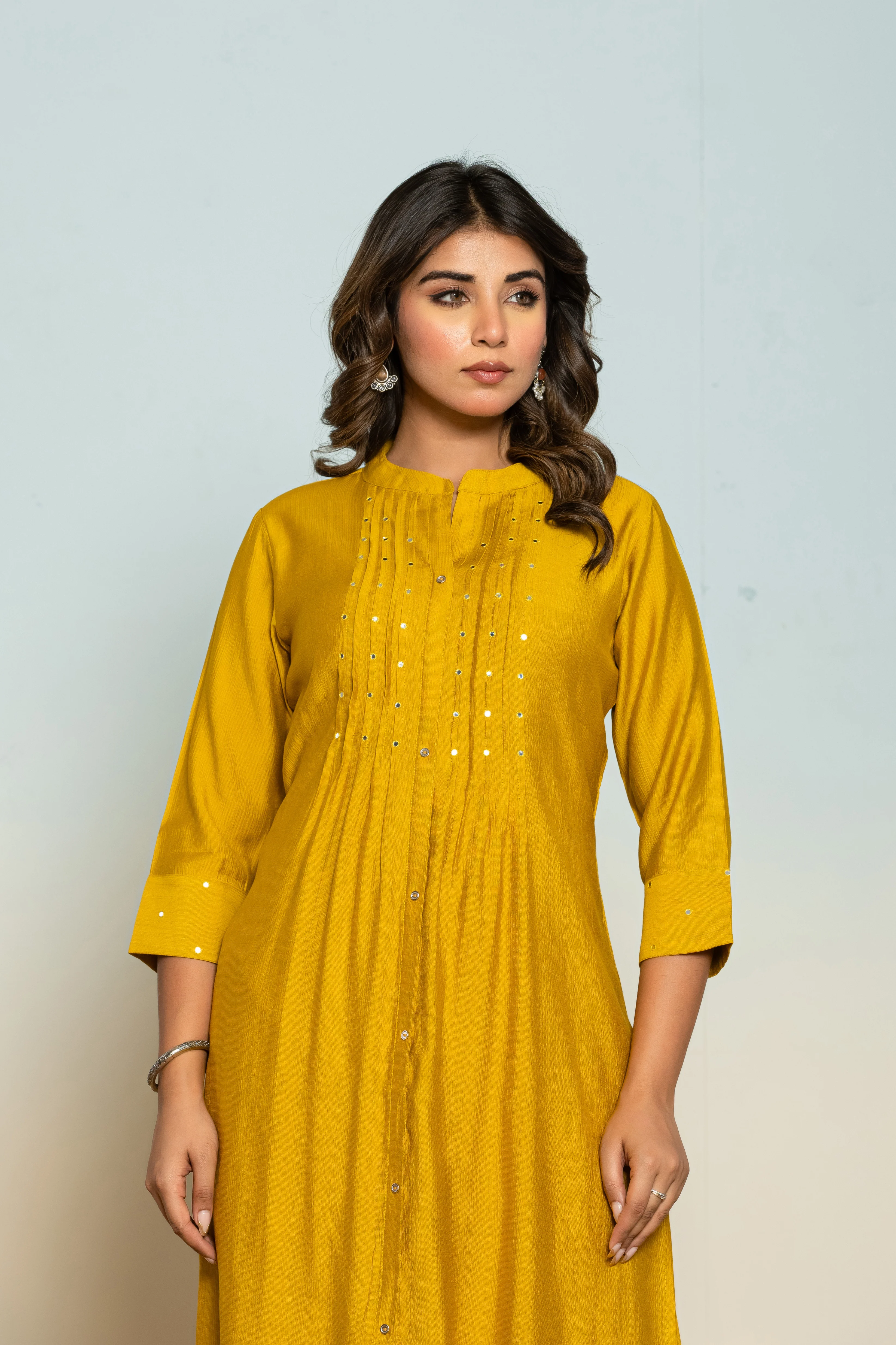 Mika Canary Kurta Pant Set - Image 2