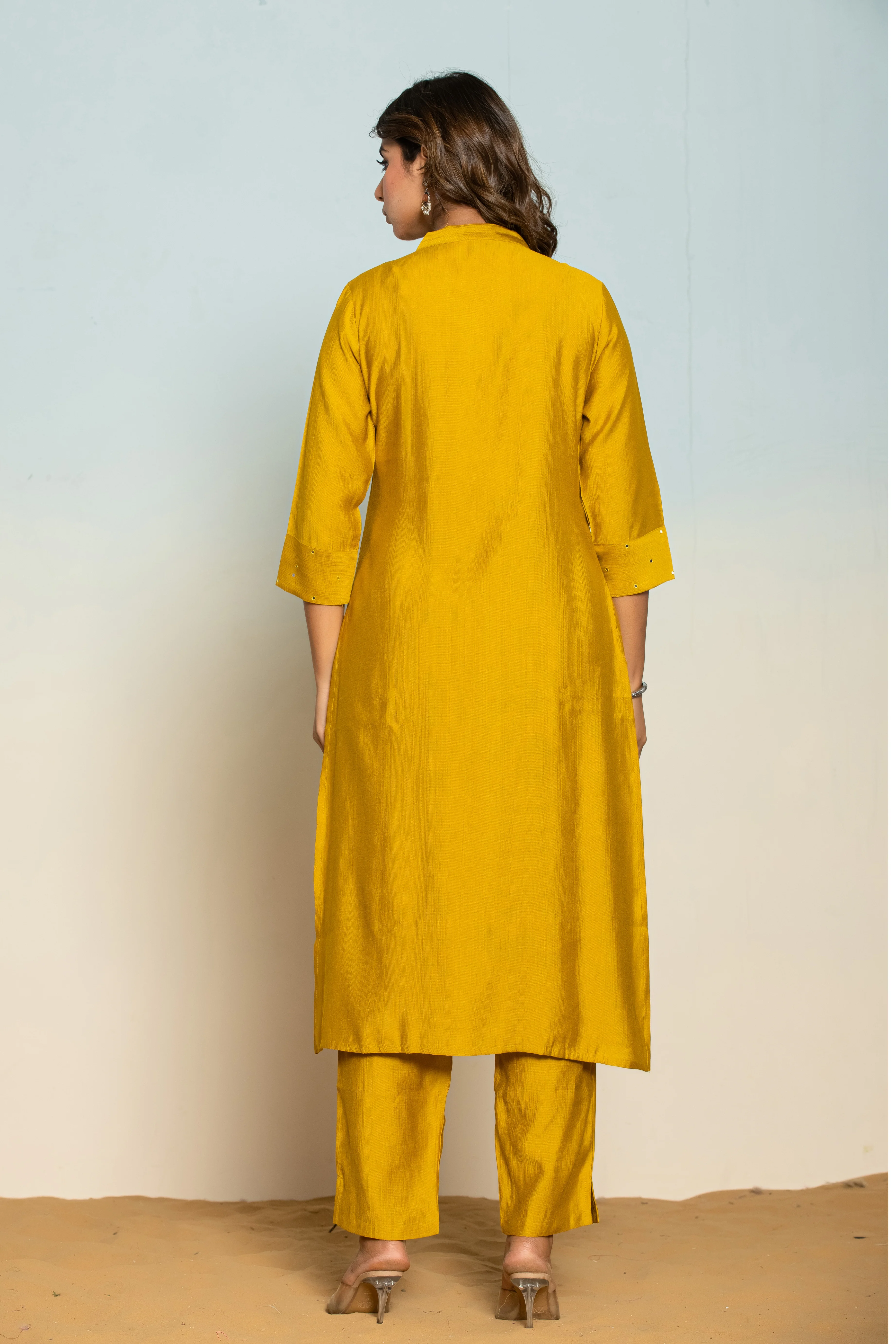 Mika Canary Kurta Pant Set - Image 3