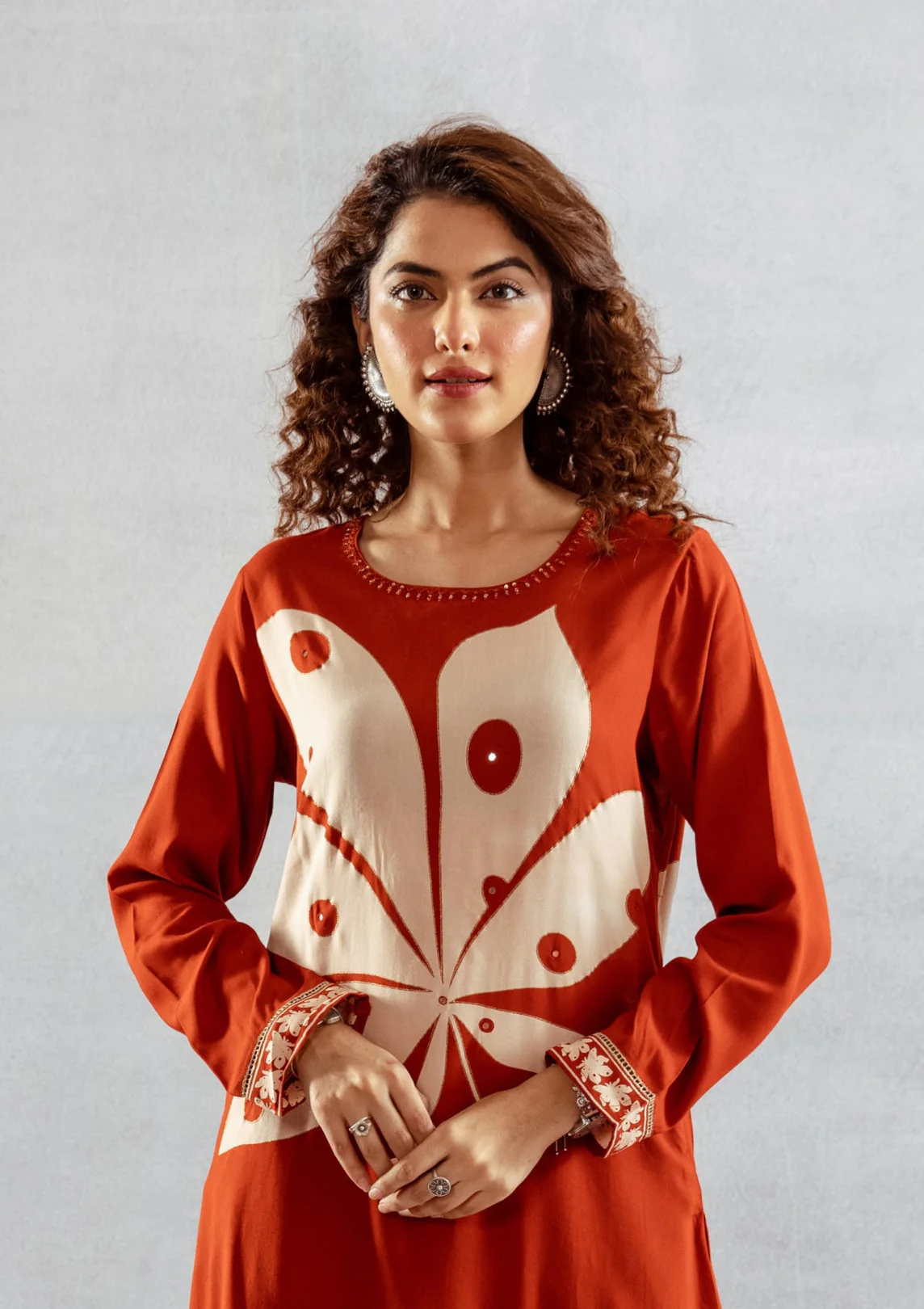 Bakul Terracotta printed kurta pant set - Image 2