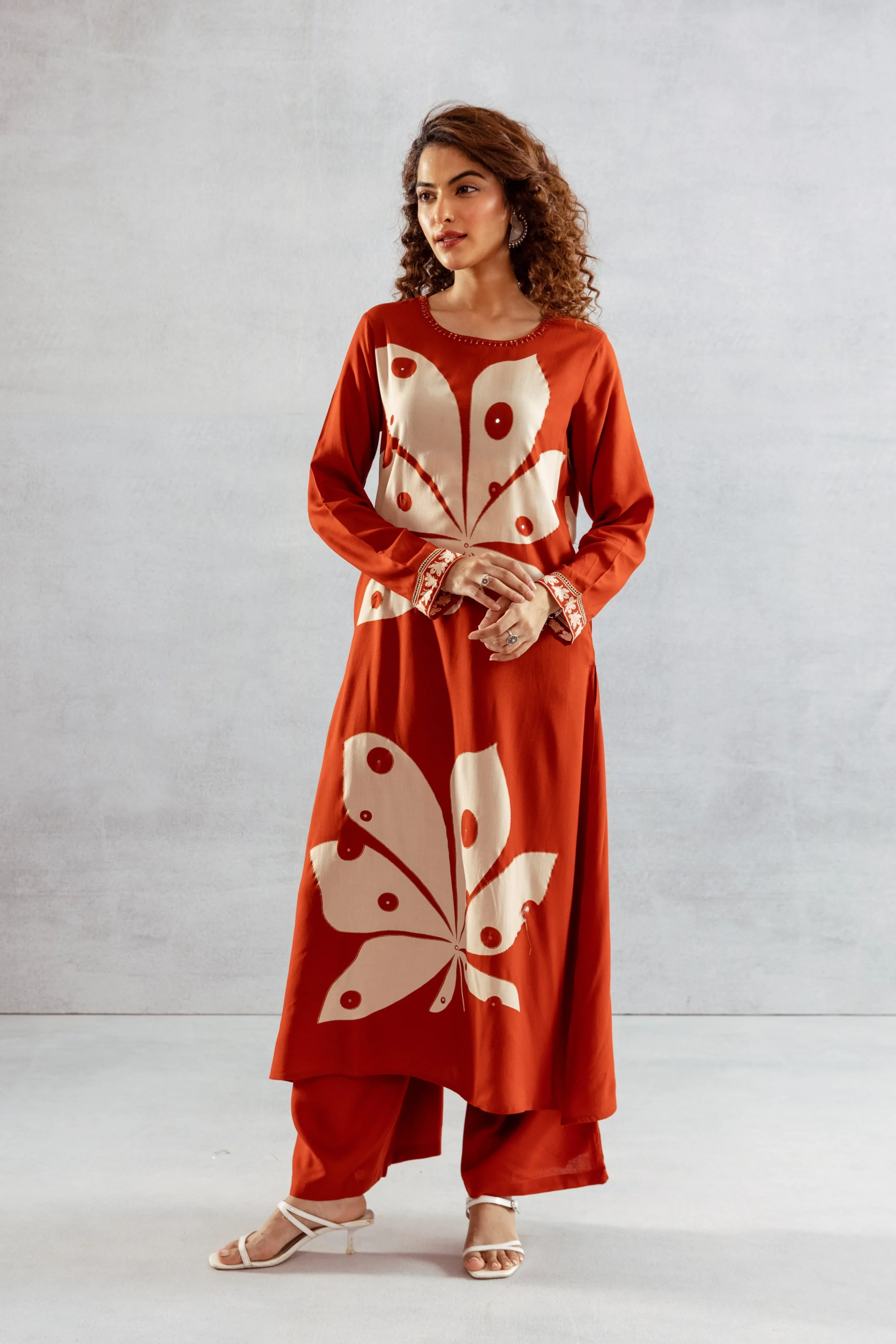 Bakul Terracotta printed kurta pant set - Image 4