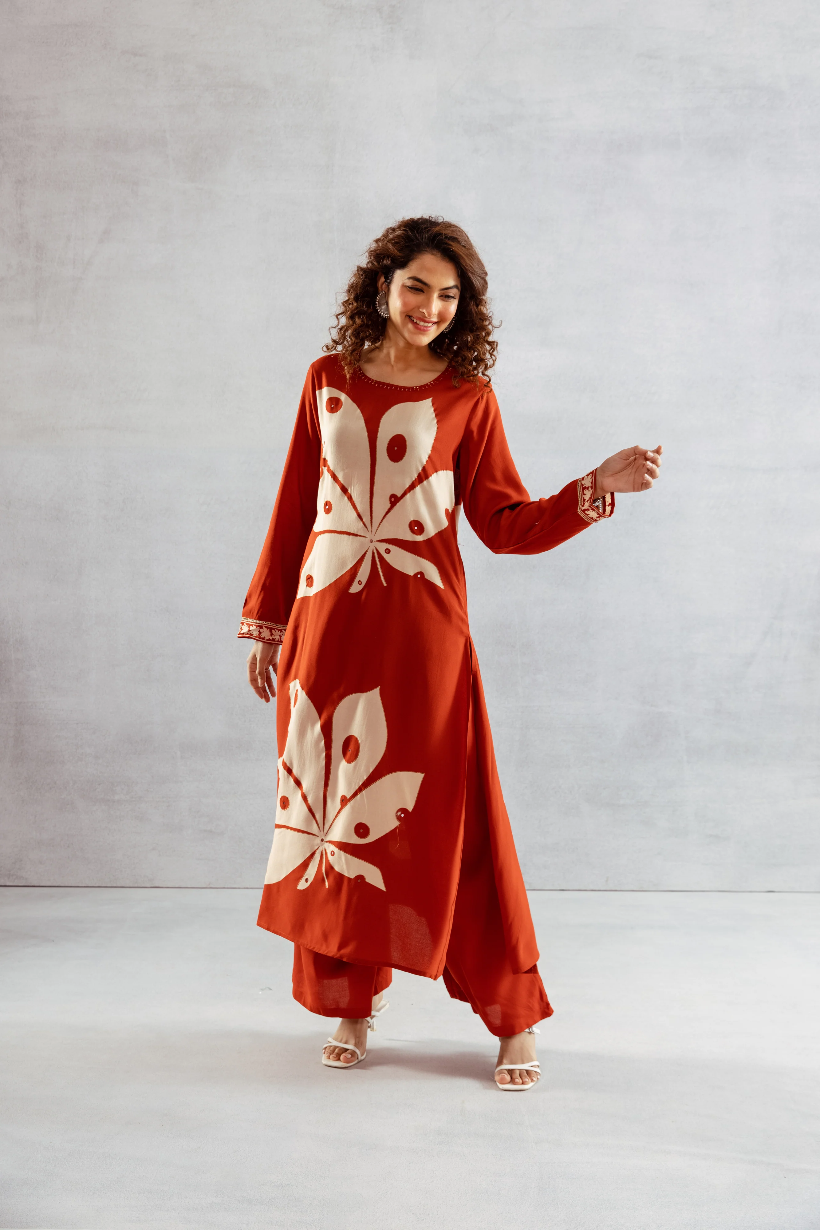 Bakul Terracotta printed kurta pant set - Image 5