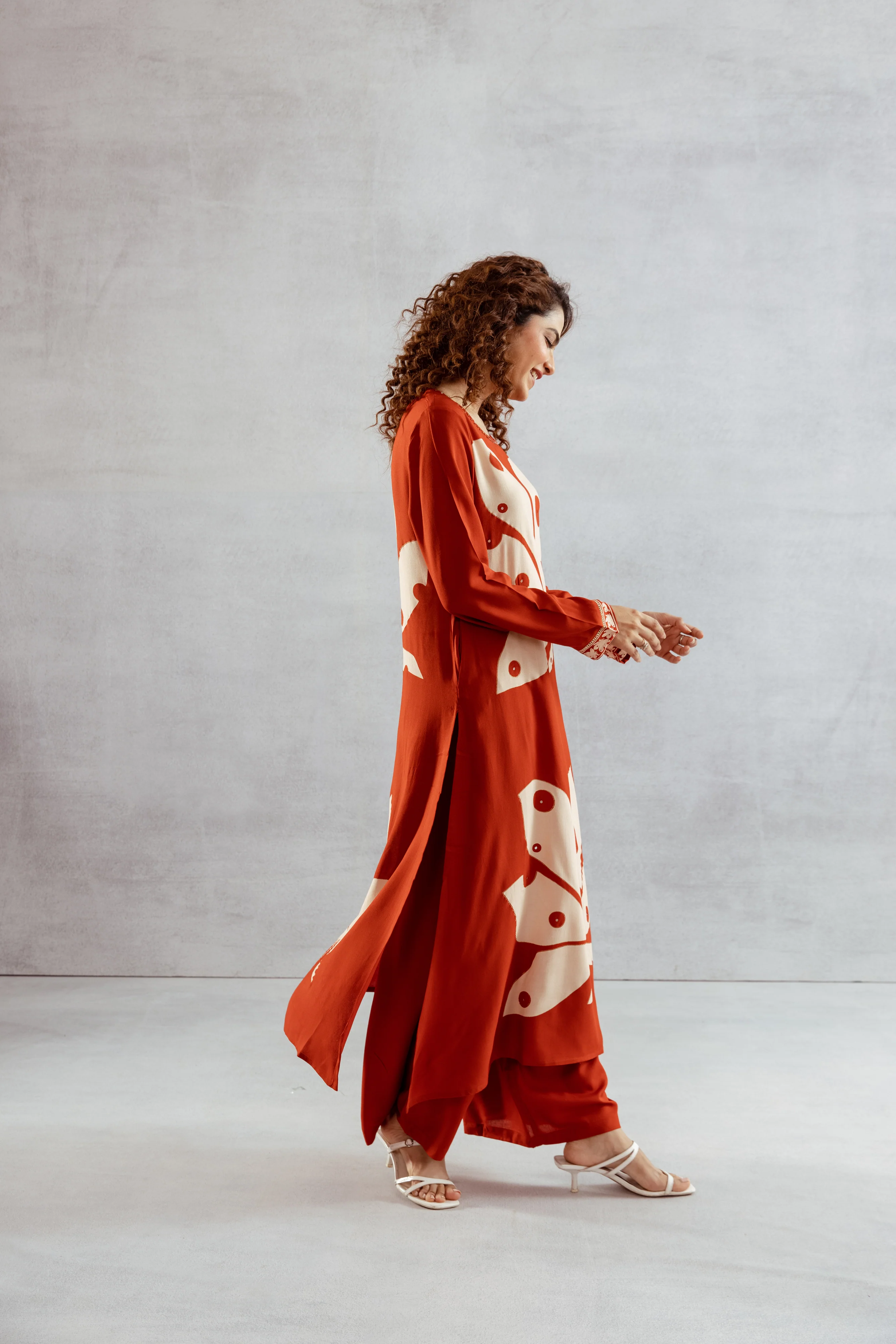Bakul Terracotta printed kurta pant set - Image 6