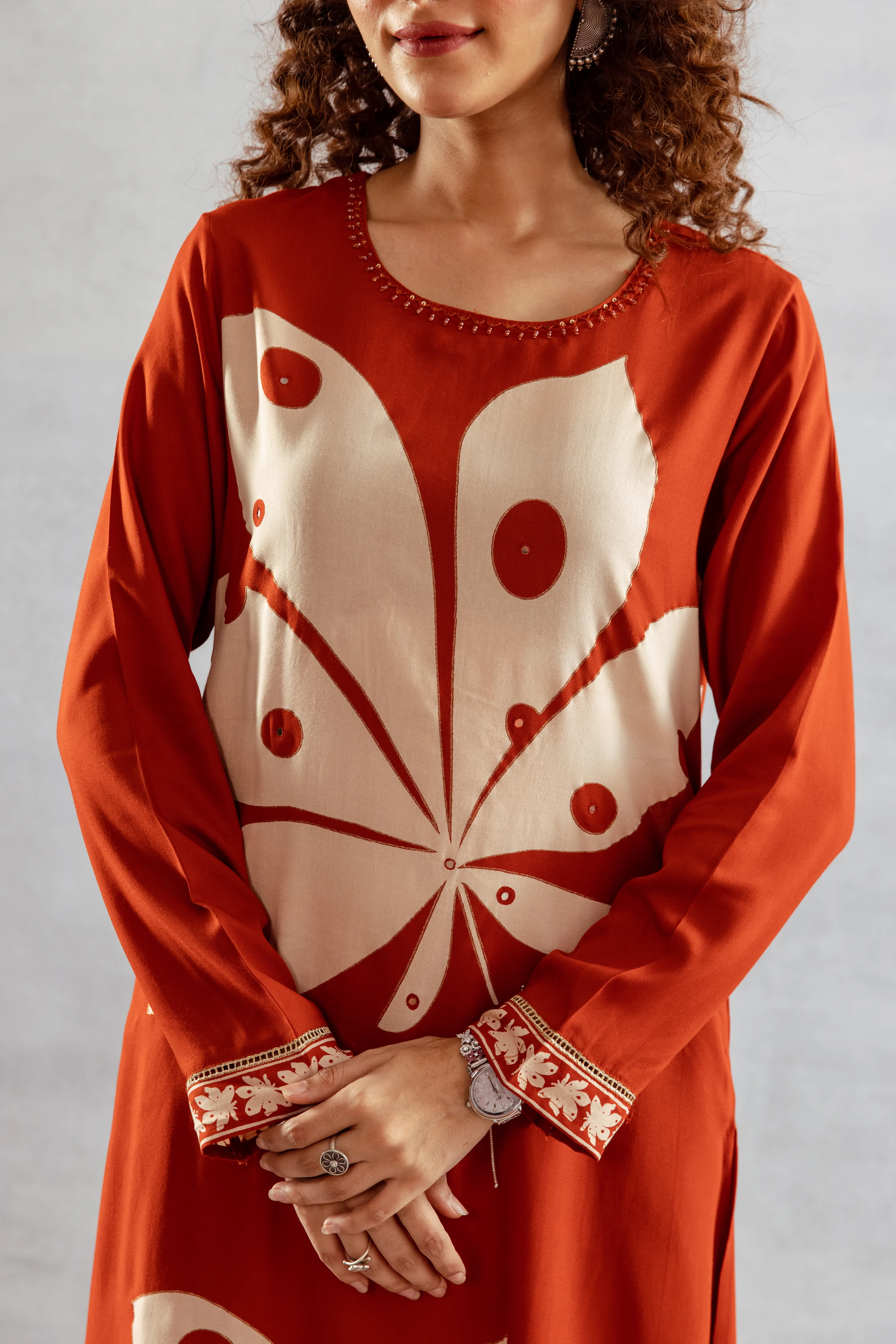 Bakul Terracotta printed kurta pant set - Image 7