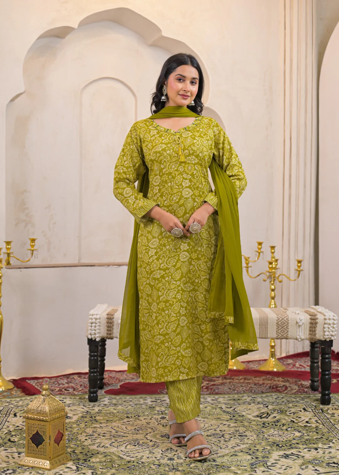 Shanti Mossy Printed Work Suit Set - Image 3