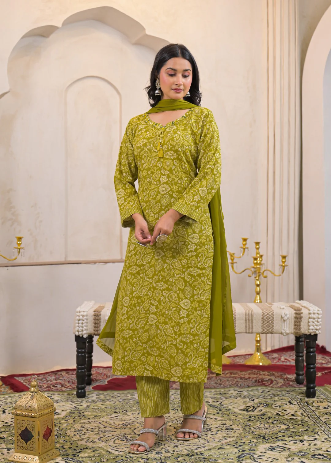 Shanti Mossy Printed Work Suit Set - Image 4