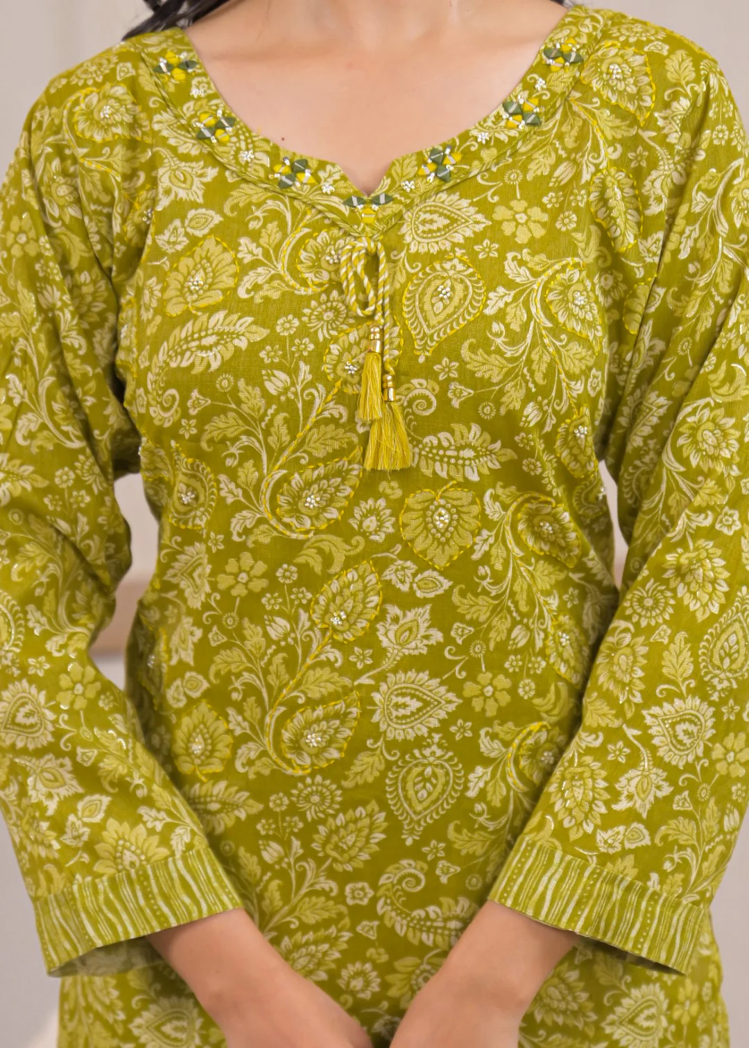 Shanti Mossy Printed Work Suit Set - Image 5