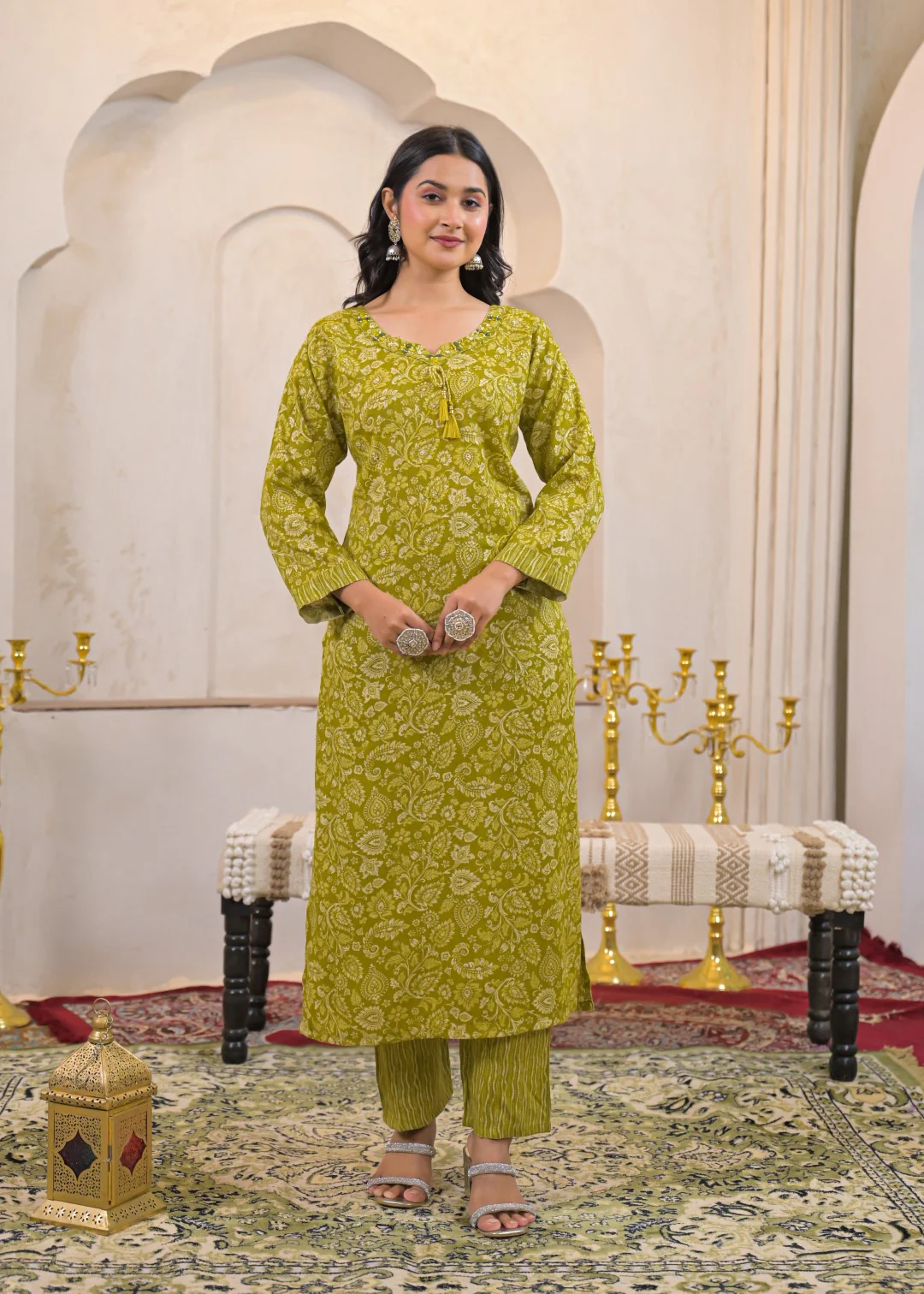 Shanti Mossy Printed Work Suit Set - Image 6