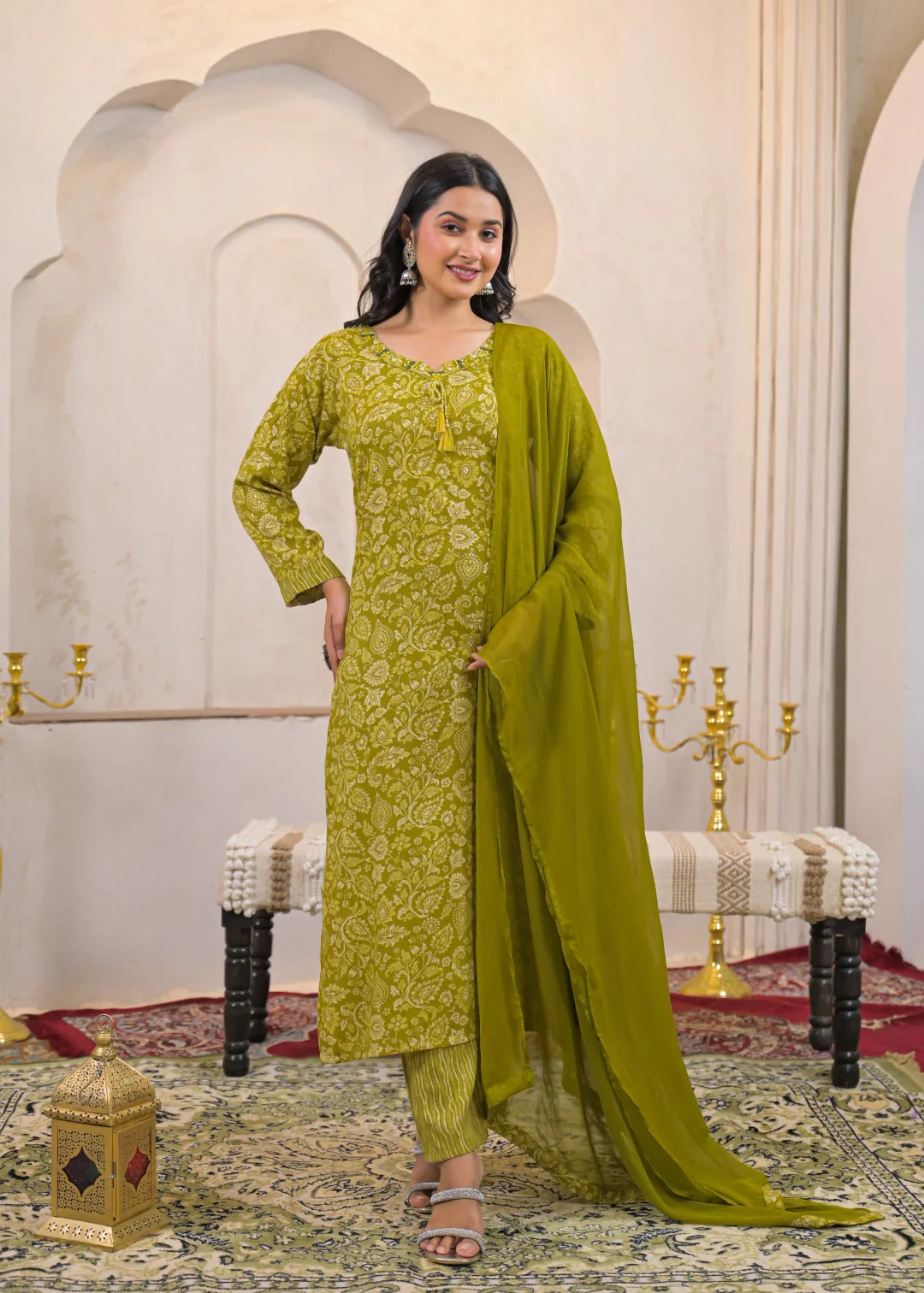 Shanti Mossy Printed Work Suit Set - Image 7