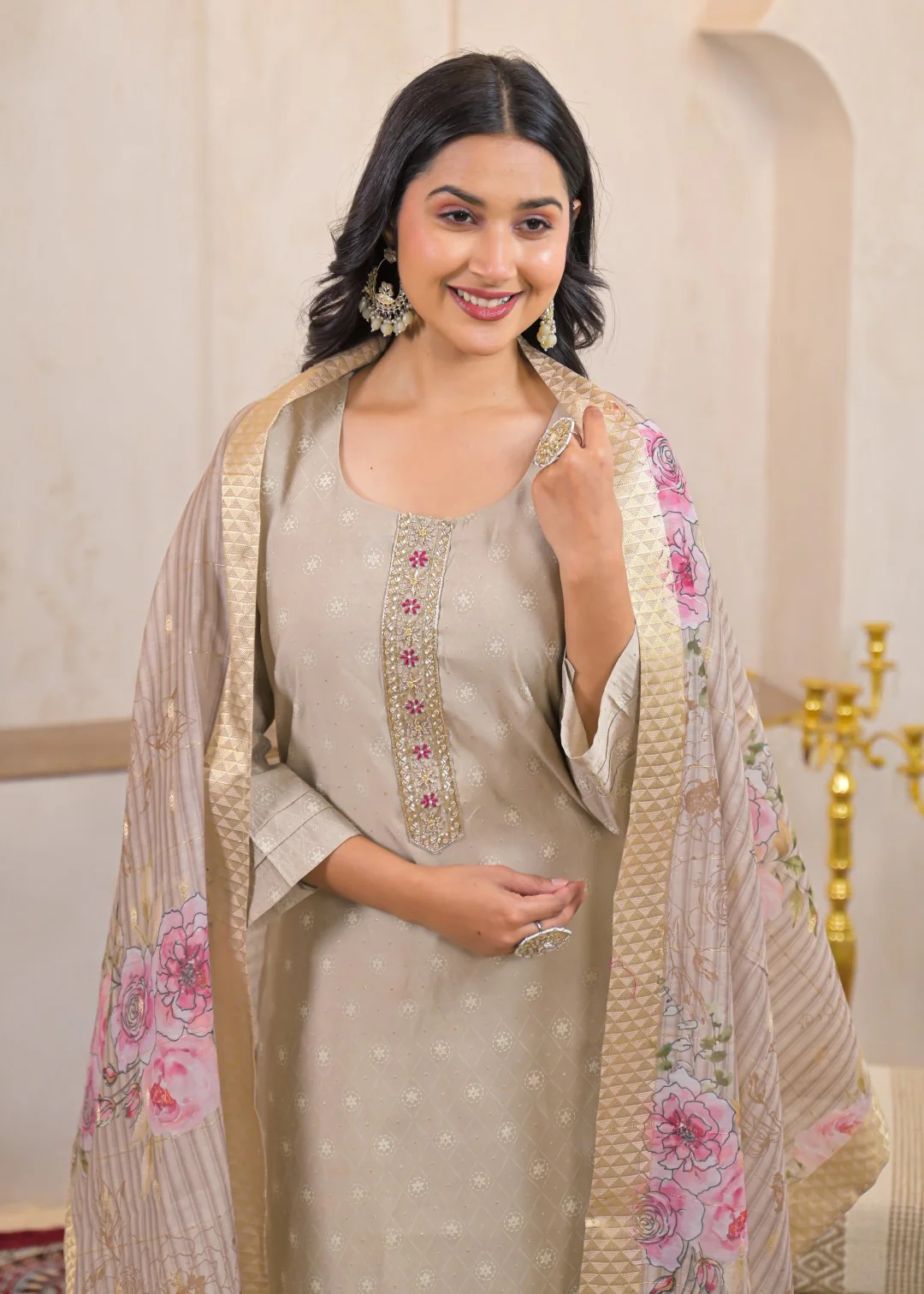 Shanti Nickel Printed Work Suit Set - Image 2