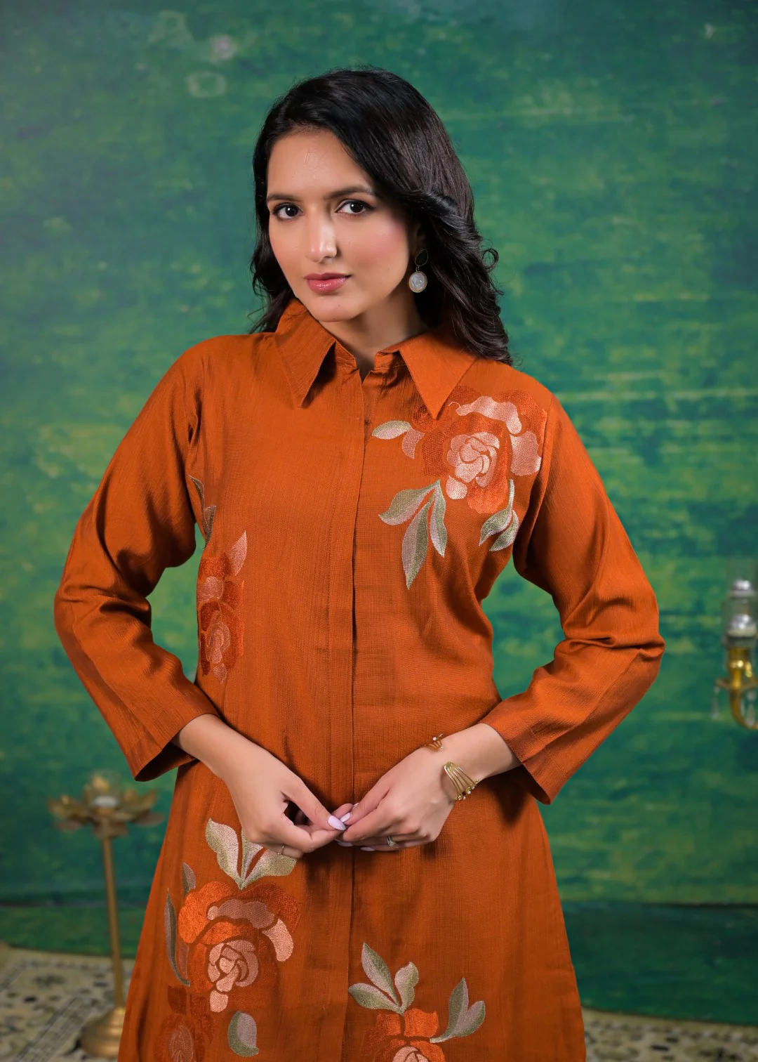 Shanti Apricot Embroidered Co-ord Set - Image 2
