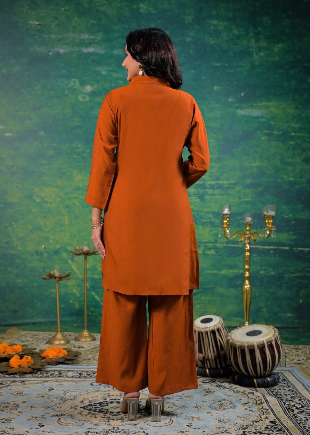 Shanti Apricot Embroidered Co-ord Set - Image 3
