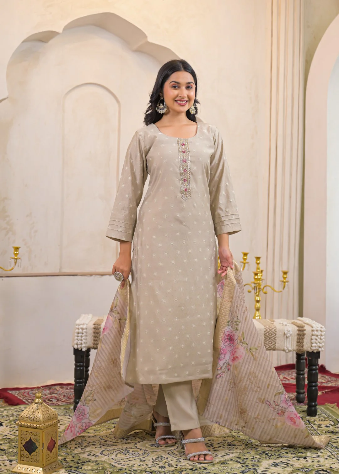 Shanti Nickel Printed Work Suit Set - Image 3