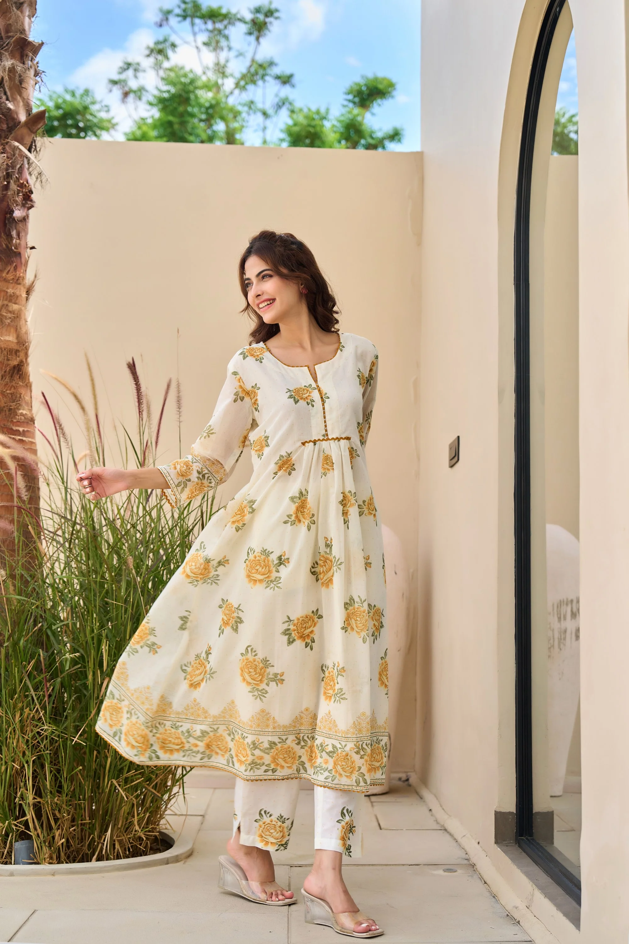 Tiara marigold cotton kurta pant set - Image 10