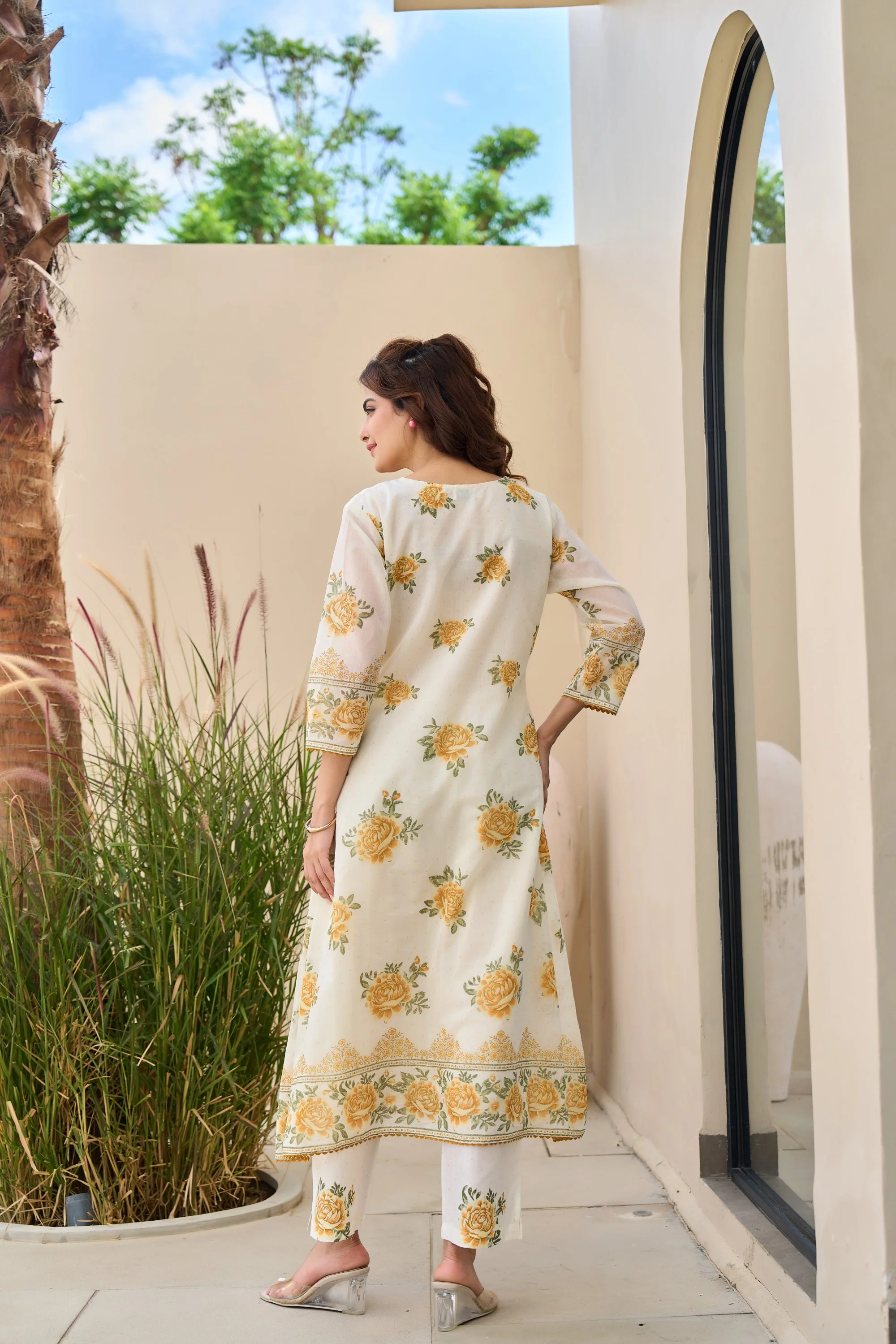 Tiara marigold cotton kurta pant set - Image 3