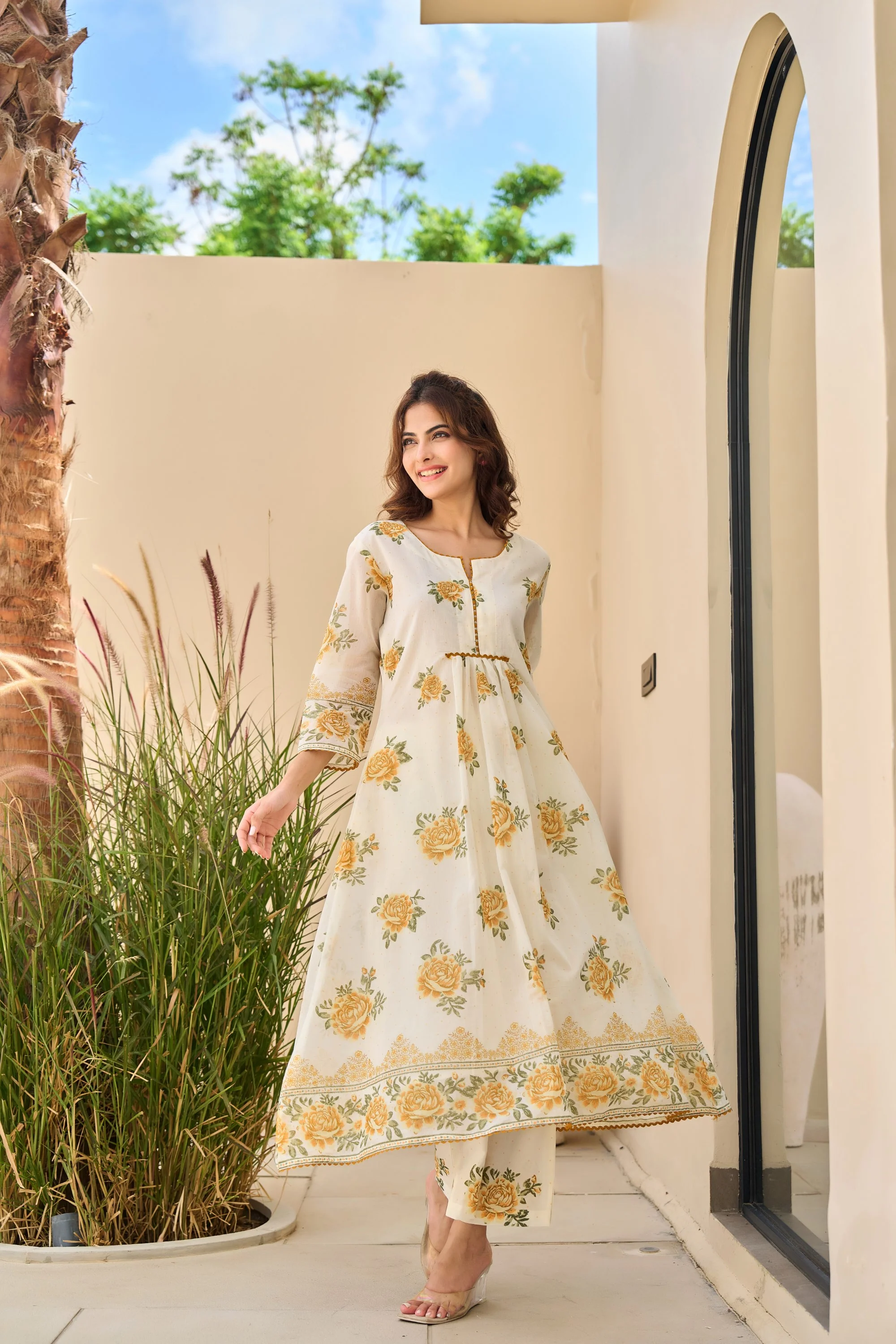 Tiara marigold cotton kurta pant set - Image 5