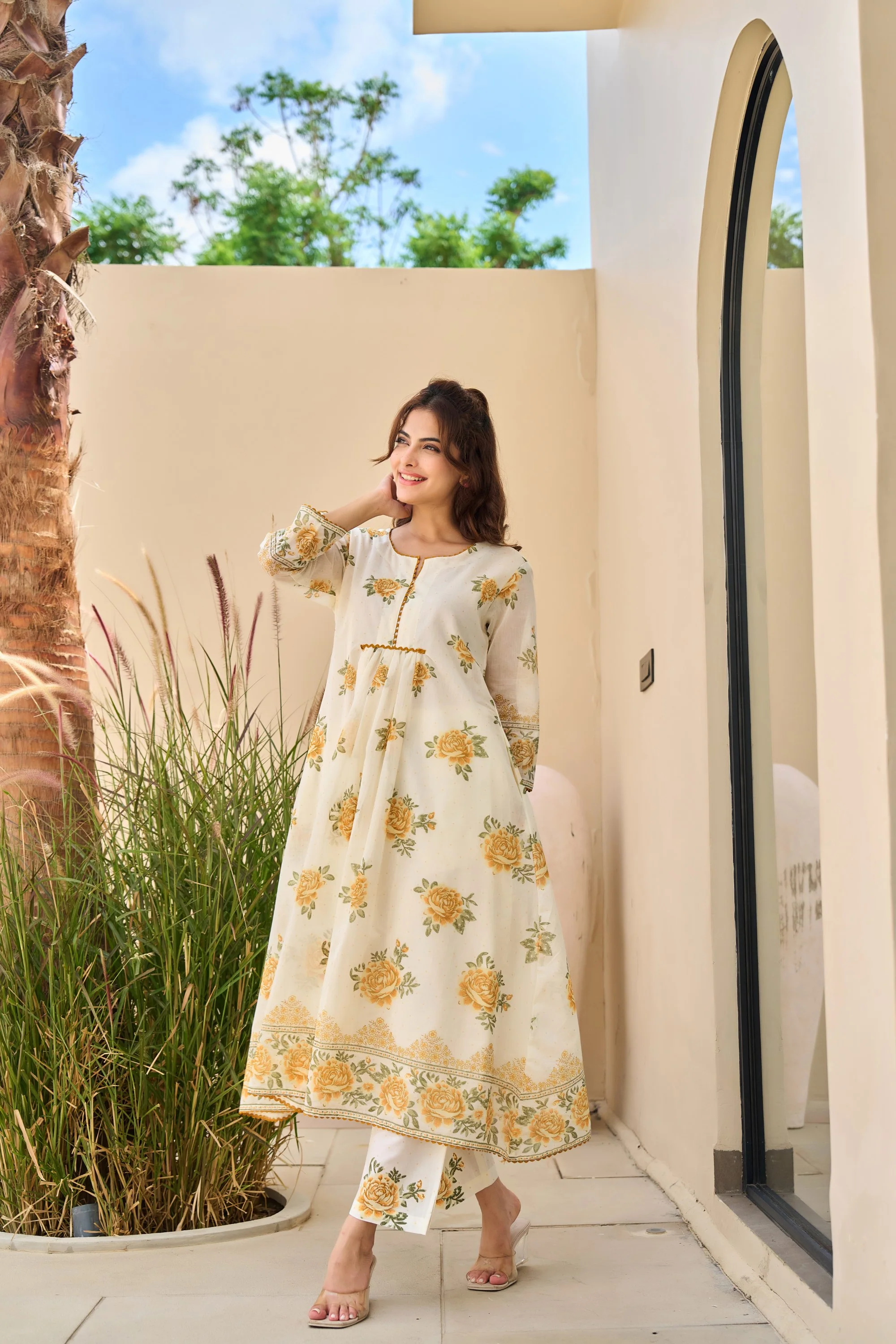 Tiara marigold cotton kurta pant set - Image 9