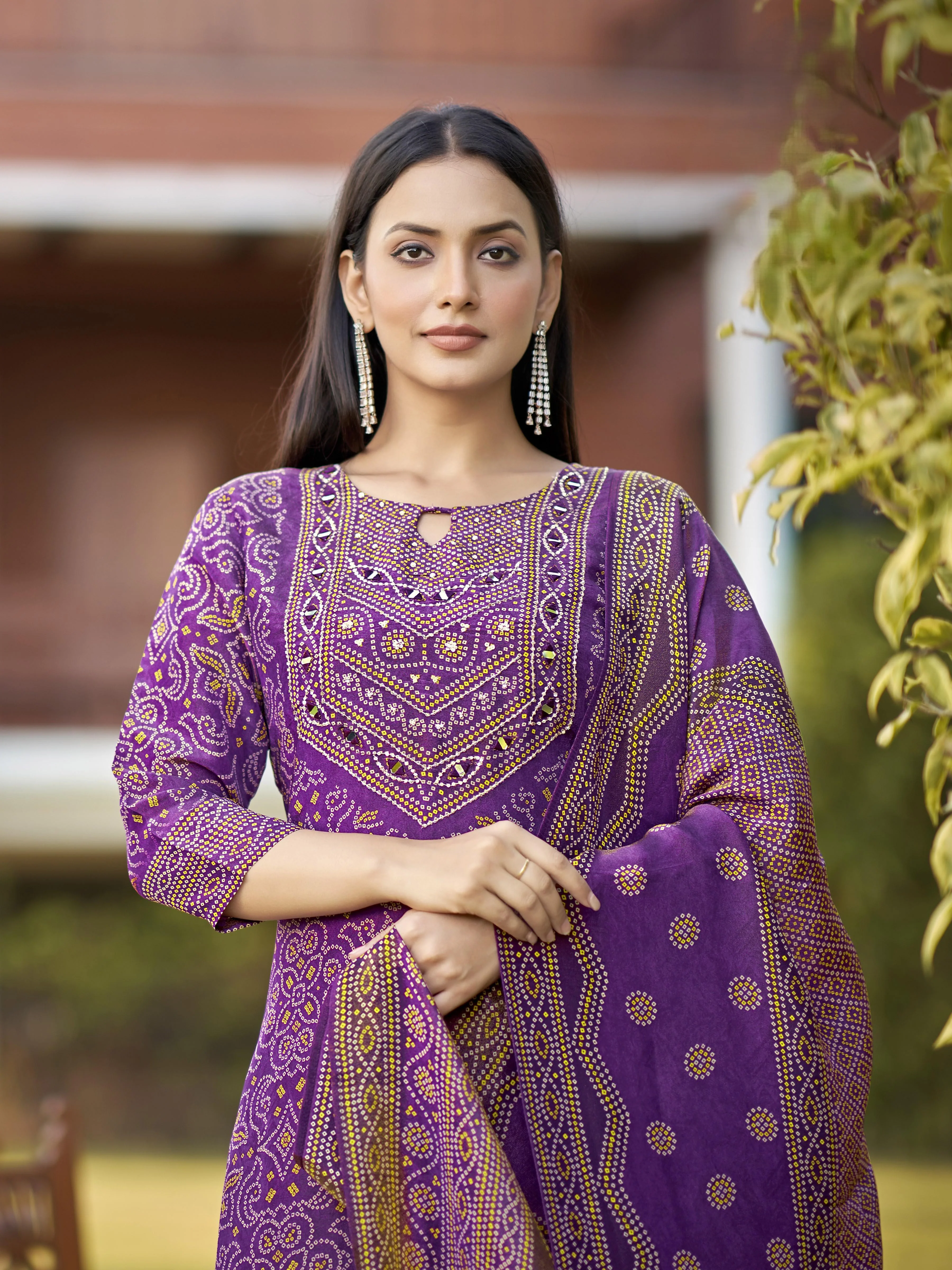 Malti Grape Printed Shimmer Suit Set - Image 2
