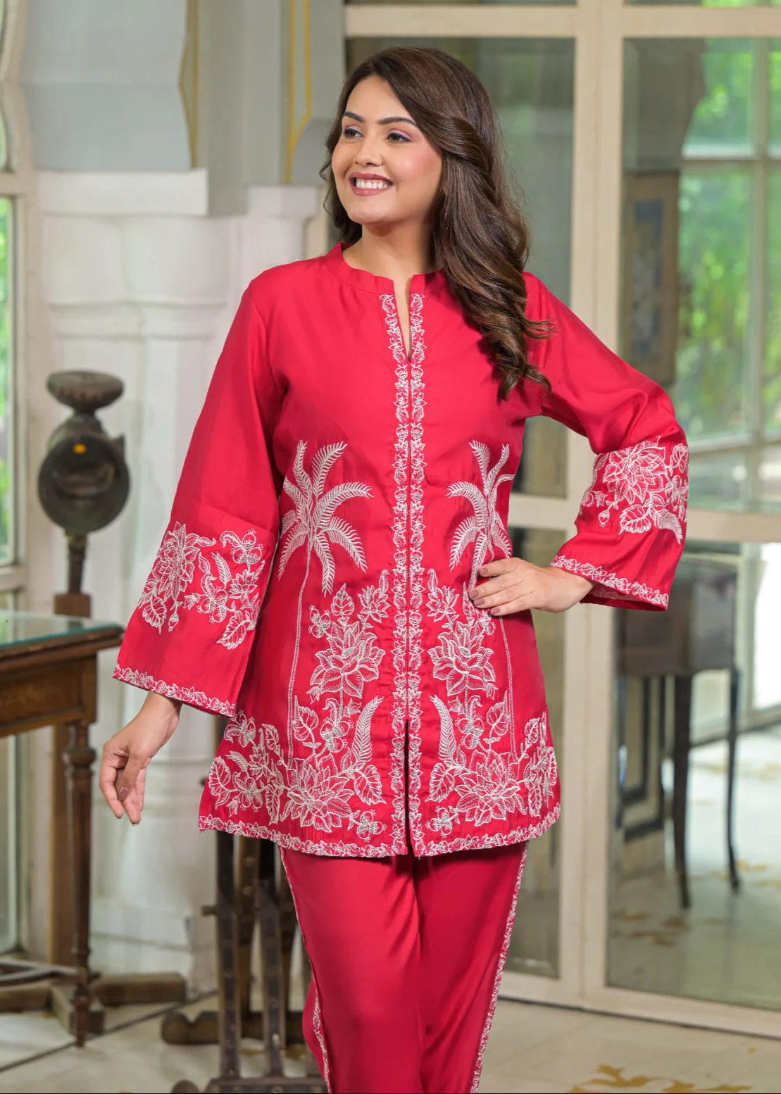Sanmati scarlet Cotton embroidery Co-ord Set - Image 2