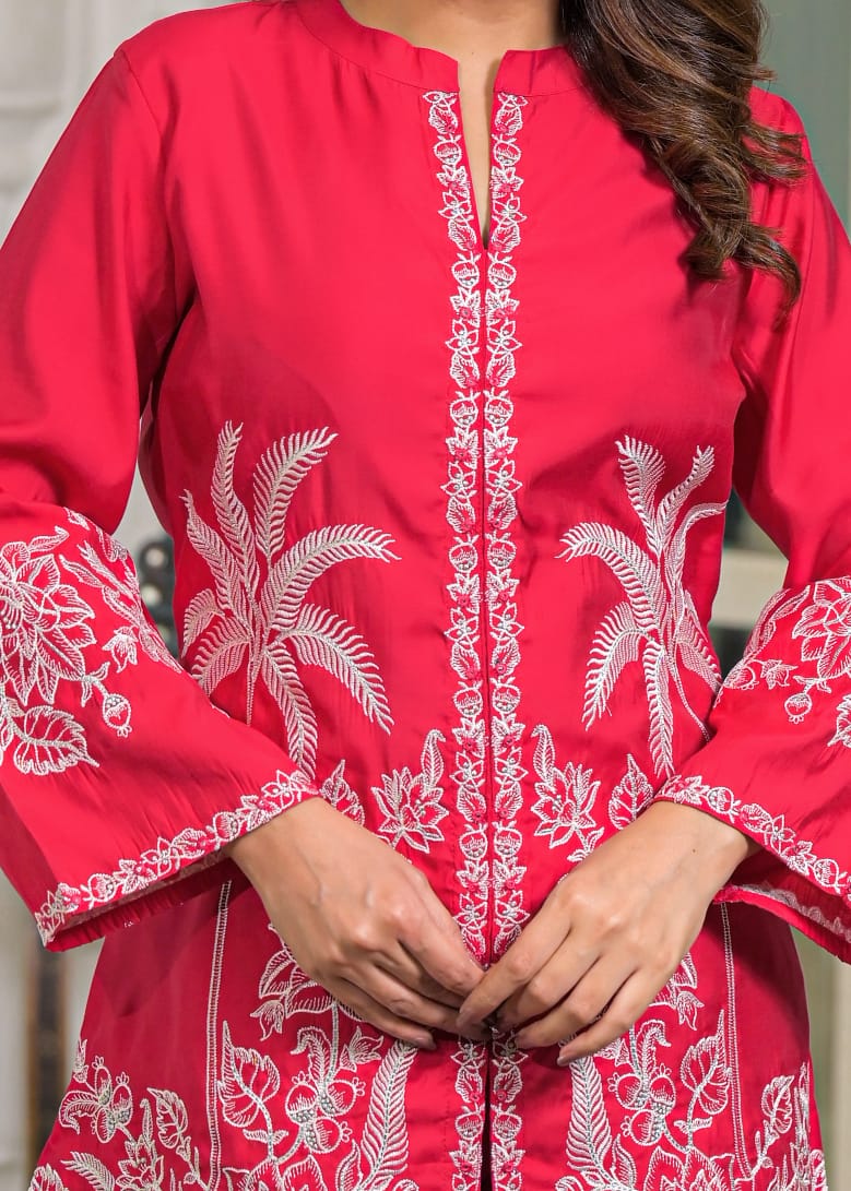Sanmati scarlet Cotton embroidery Co-ord Set - Image 6