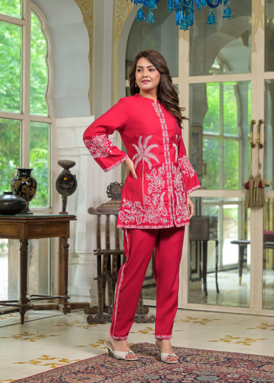 Sanmati scarlet Cotton embroidery Co-ord Set - Image 7