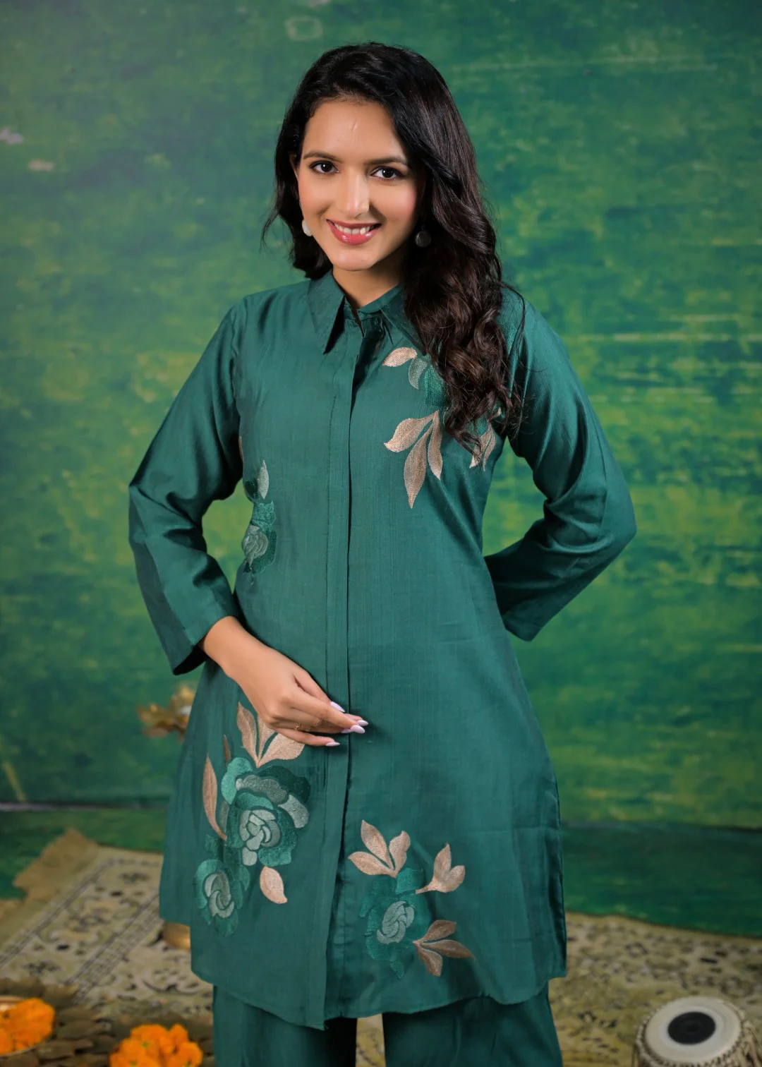 Shanti Viridian Embroidered Co-ord Set - Image 2