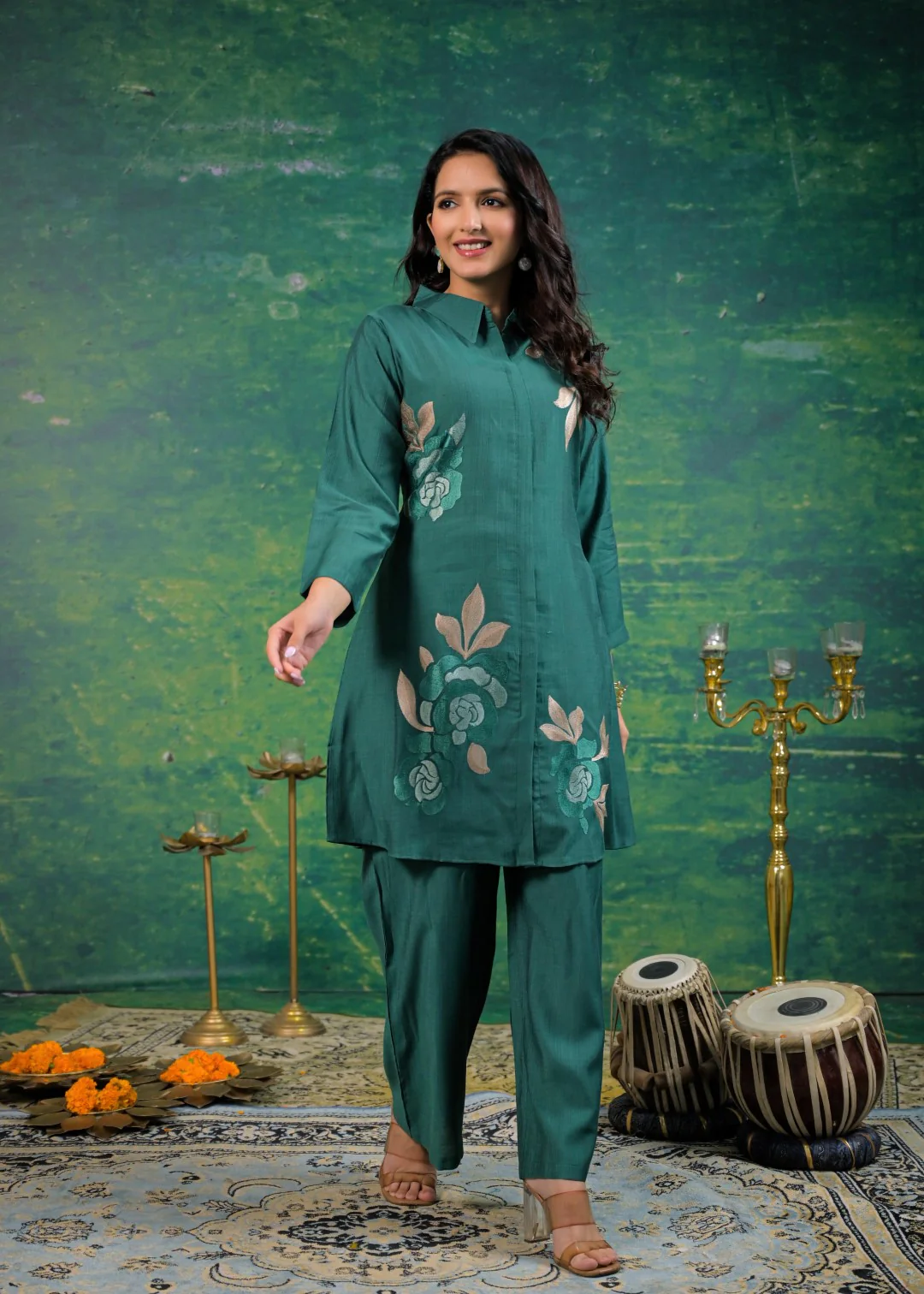 Shanti Viridian Embroidered Co-ord Set - Image 4