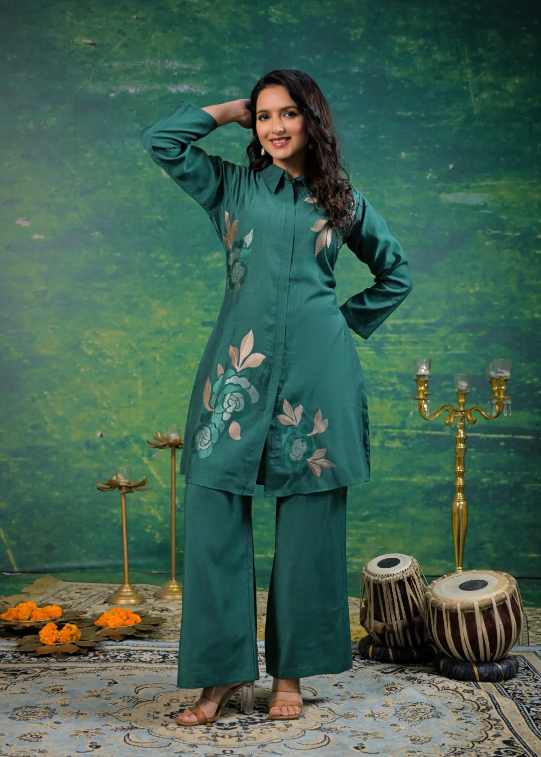 Shanti Viridian Embroidered Co-ord Set - Image 6