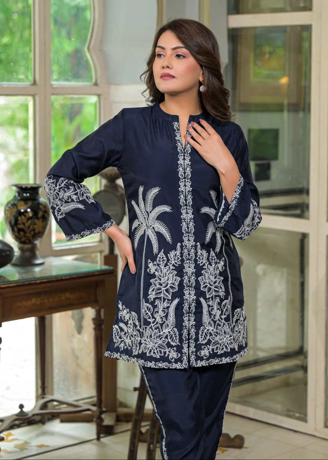 Sanmati Azure embroidery cotton co-ord set - Image 2