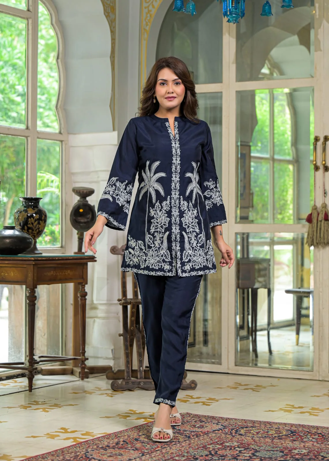 Sanmati Azure embroidery cotton co-ord set - Image 5