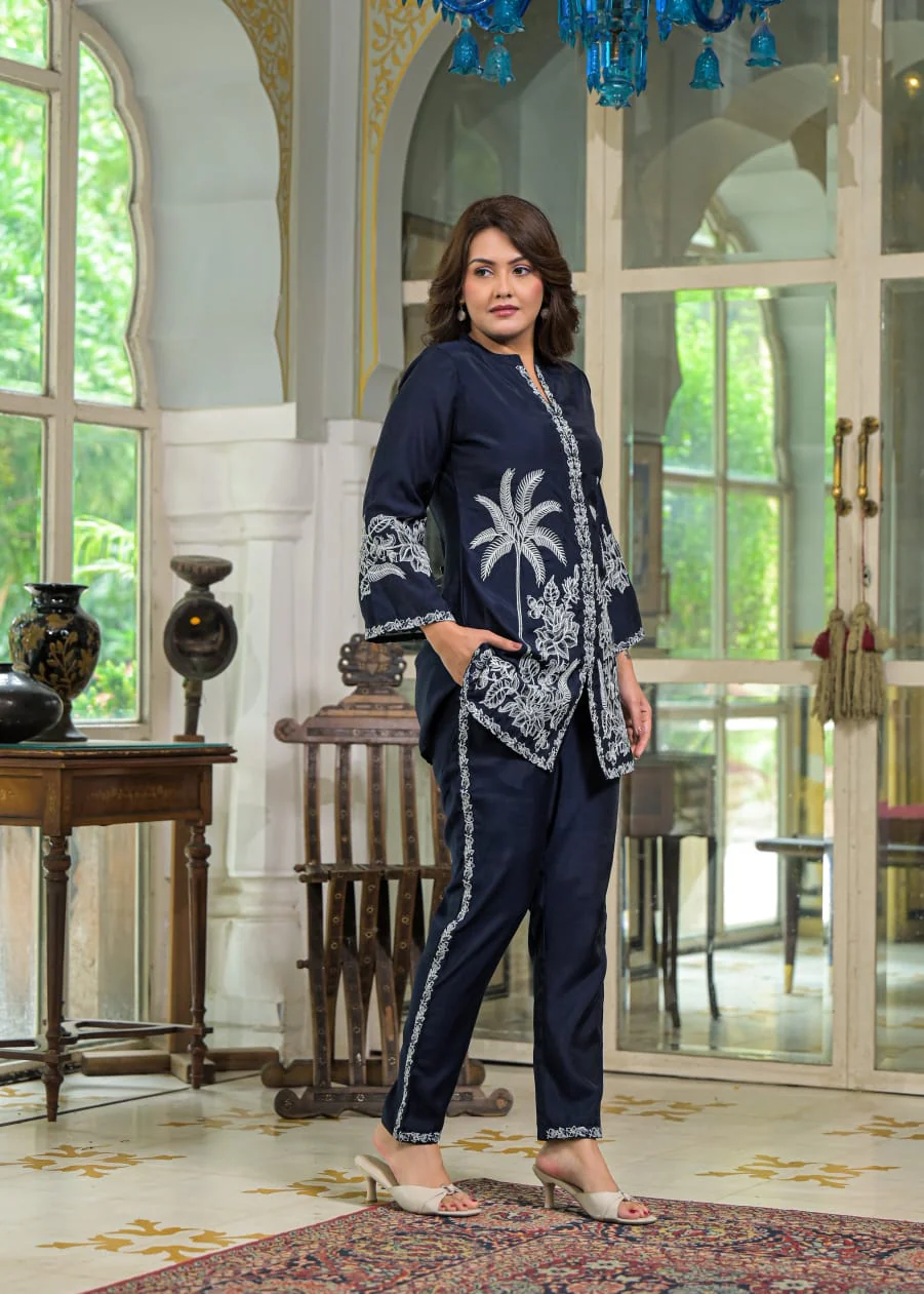 Sanmati Azure embroidery cotton co-ord set - Image 8