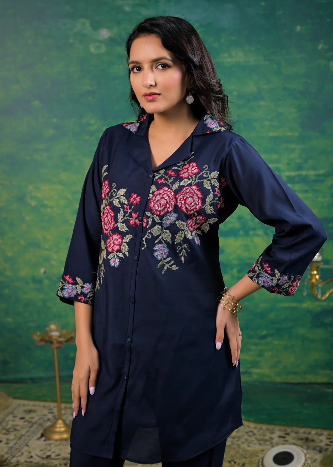 Pankhuri Navy Embroidered Co-ord Set - Image 2