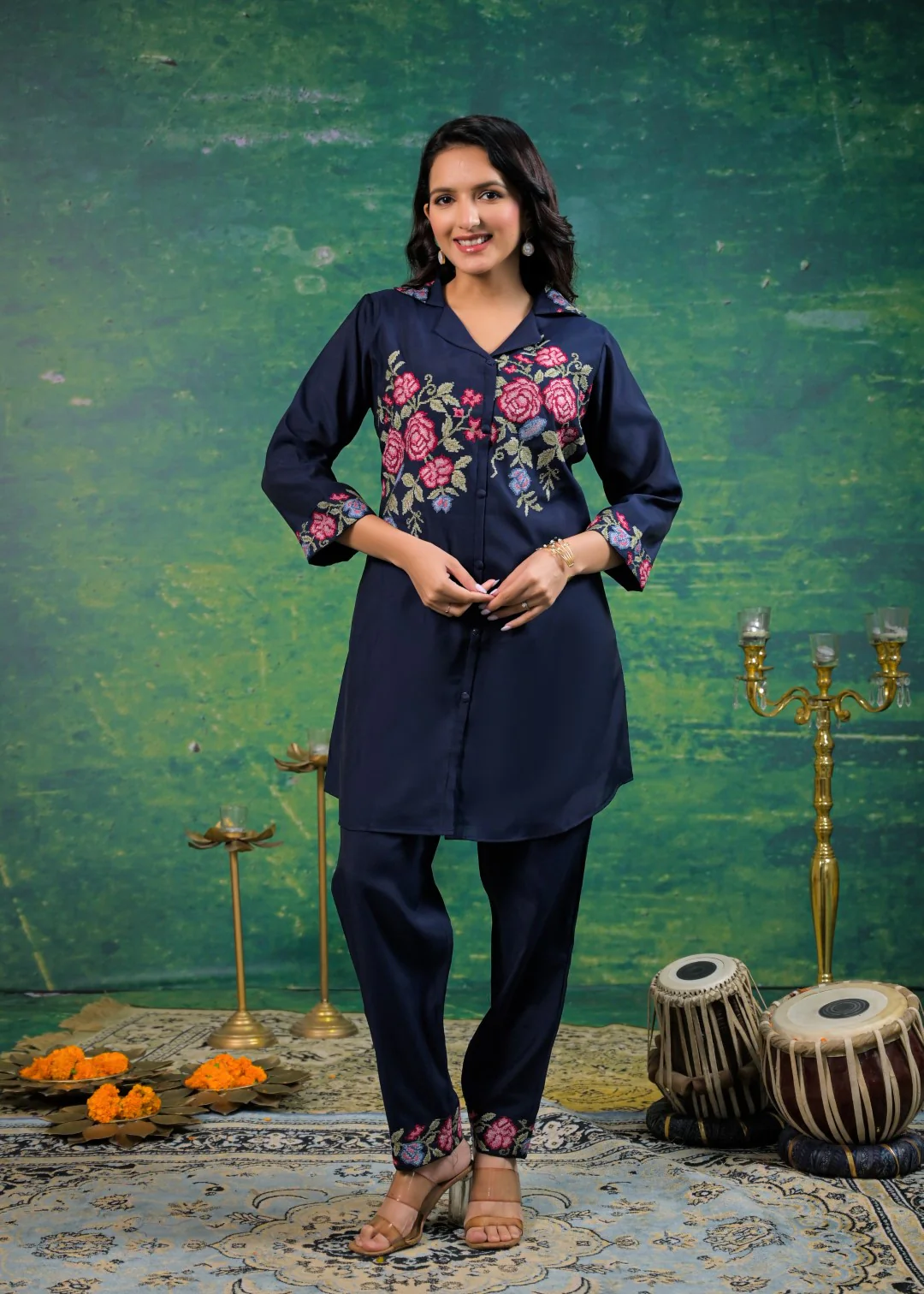 Pankhuri Navy Embroidered Co-ord Set - Image 4
