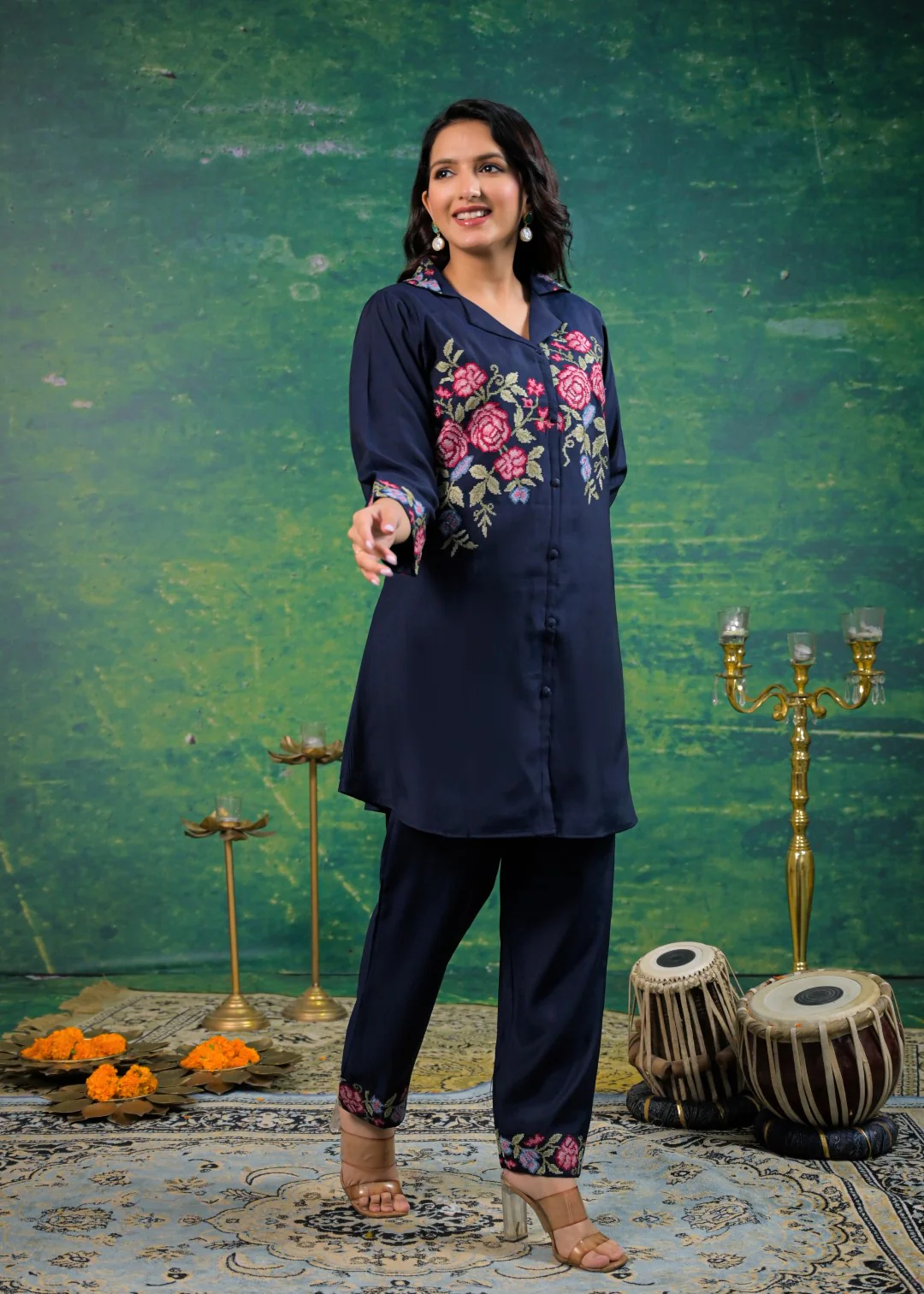 Pankhuri Navy Embroidered Co-ord Set - Image 6