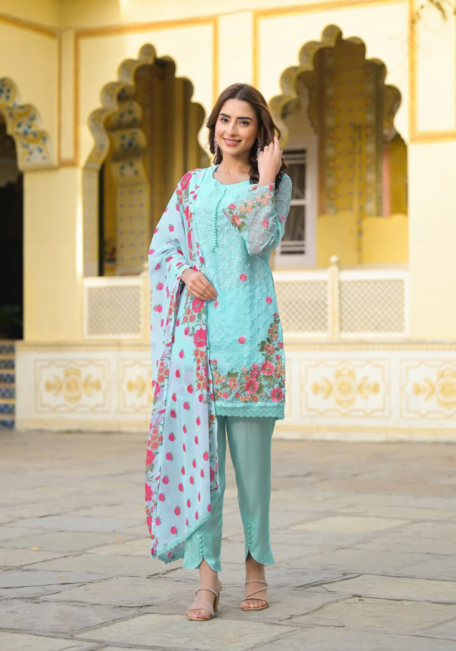 Sanmati Aqua cotton suit set - Image 3