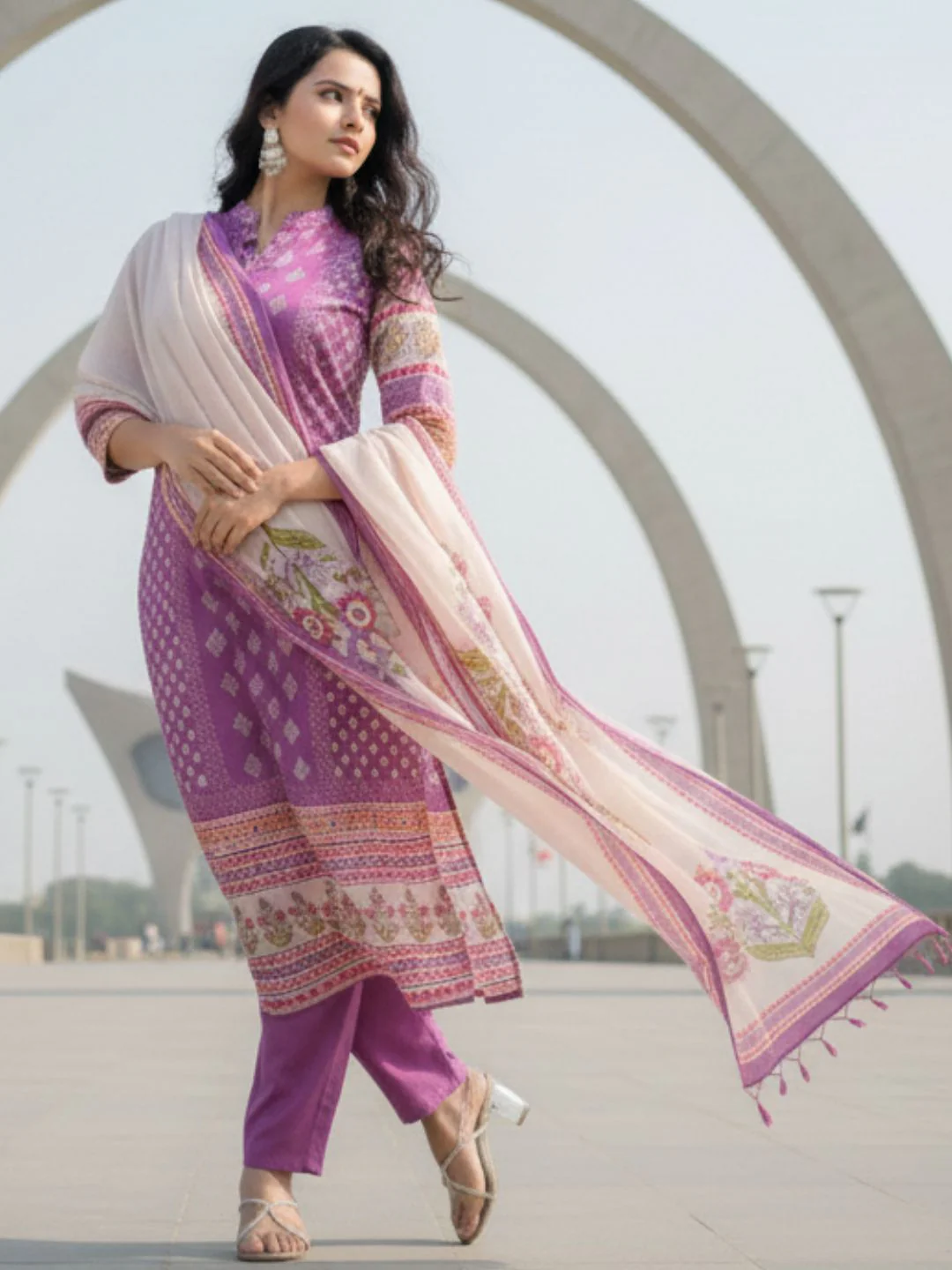 Shanti Orchid Printed Suit Set - Image 10
