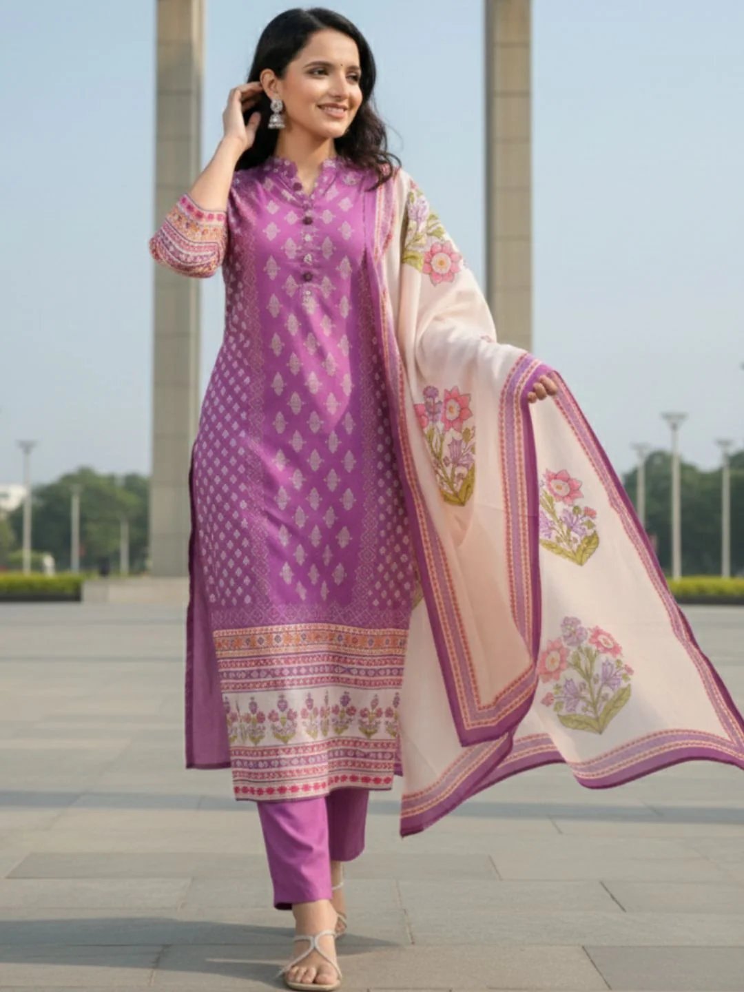 Shanti Orchid Printed Suit Set - Image 12