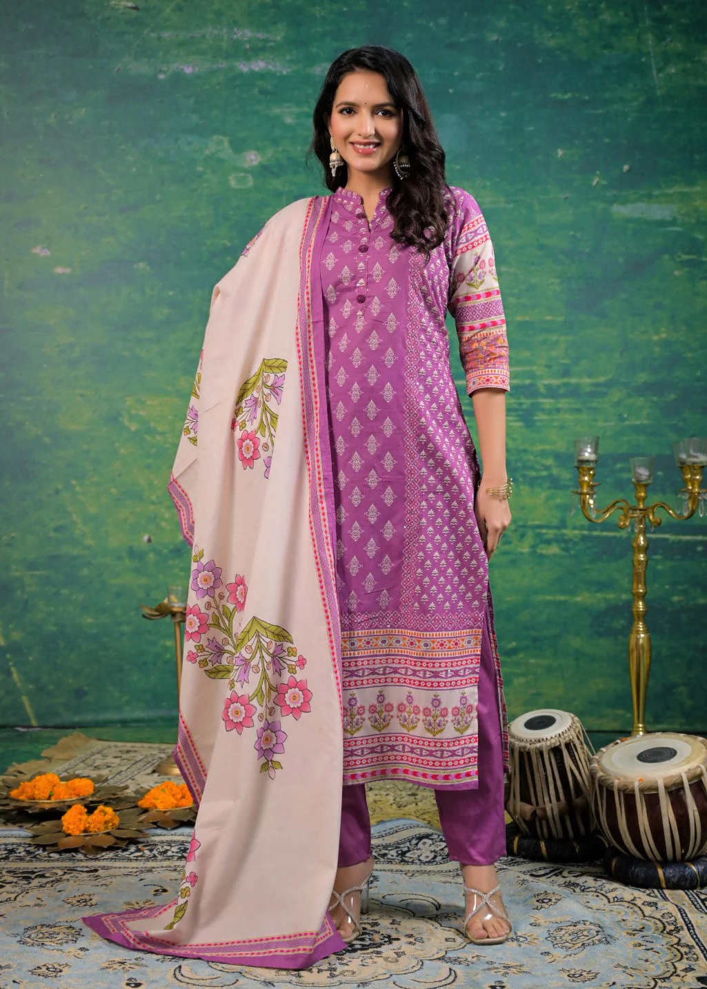 Shanti Orchid Printed Suit Set - Image 18
