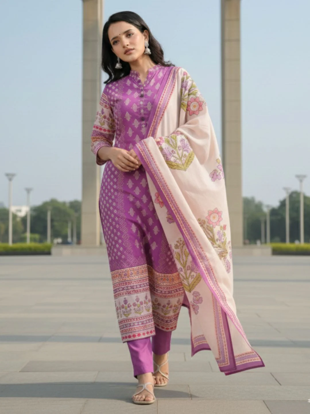 Shanti Orchid Printed Suit Set - Image 2