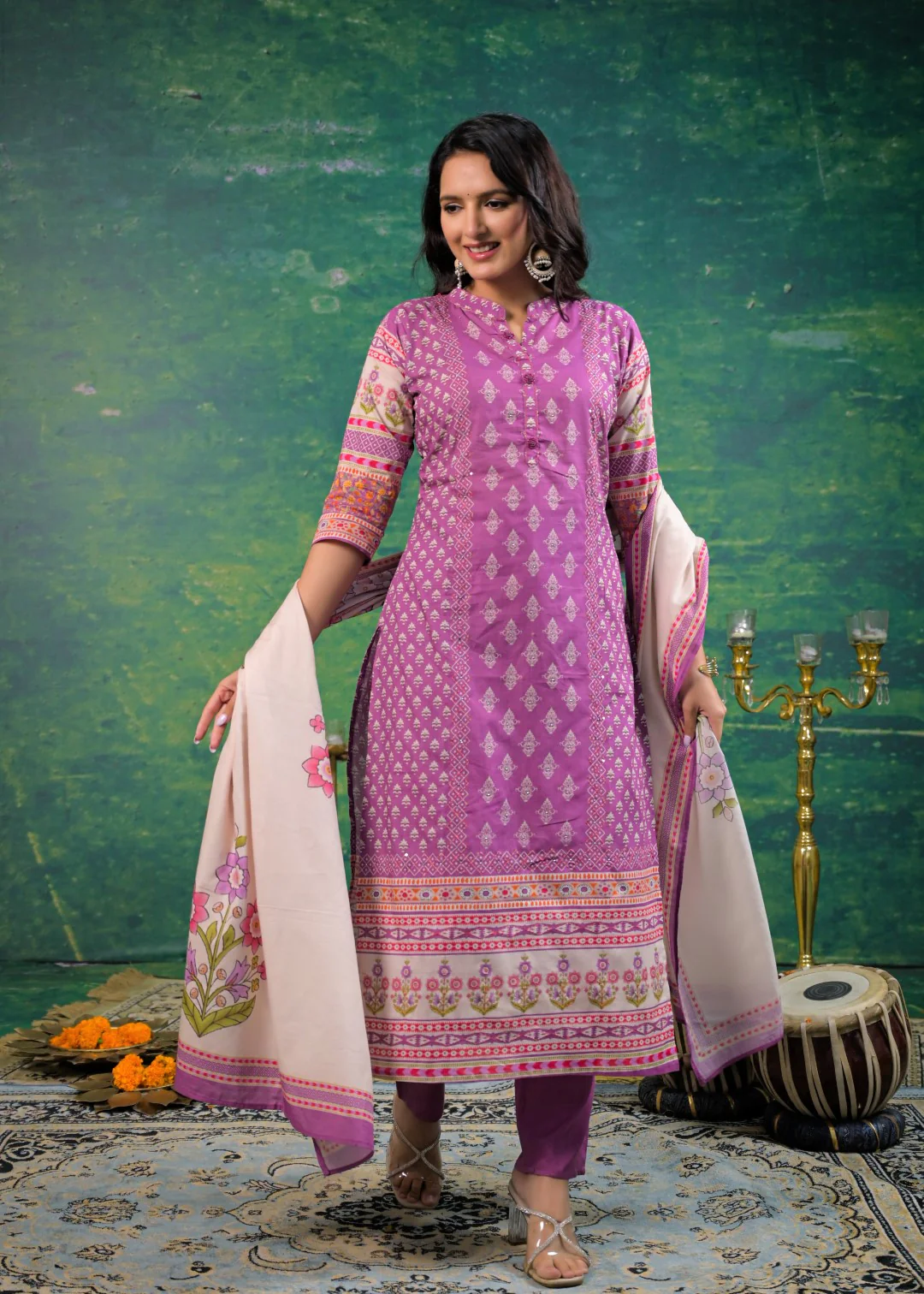 Shanti Orchid Printed Suit Set - Image 23
