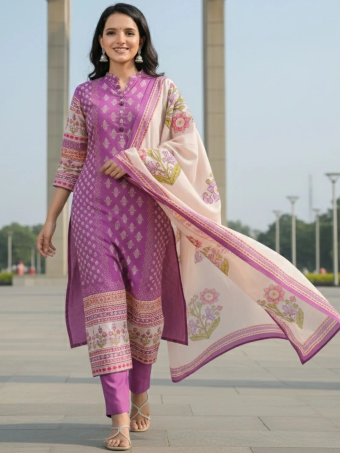 Shanti Orchid Printed Suit Set - Image 3