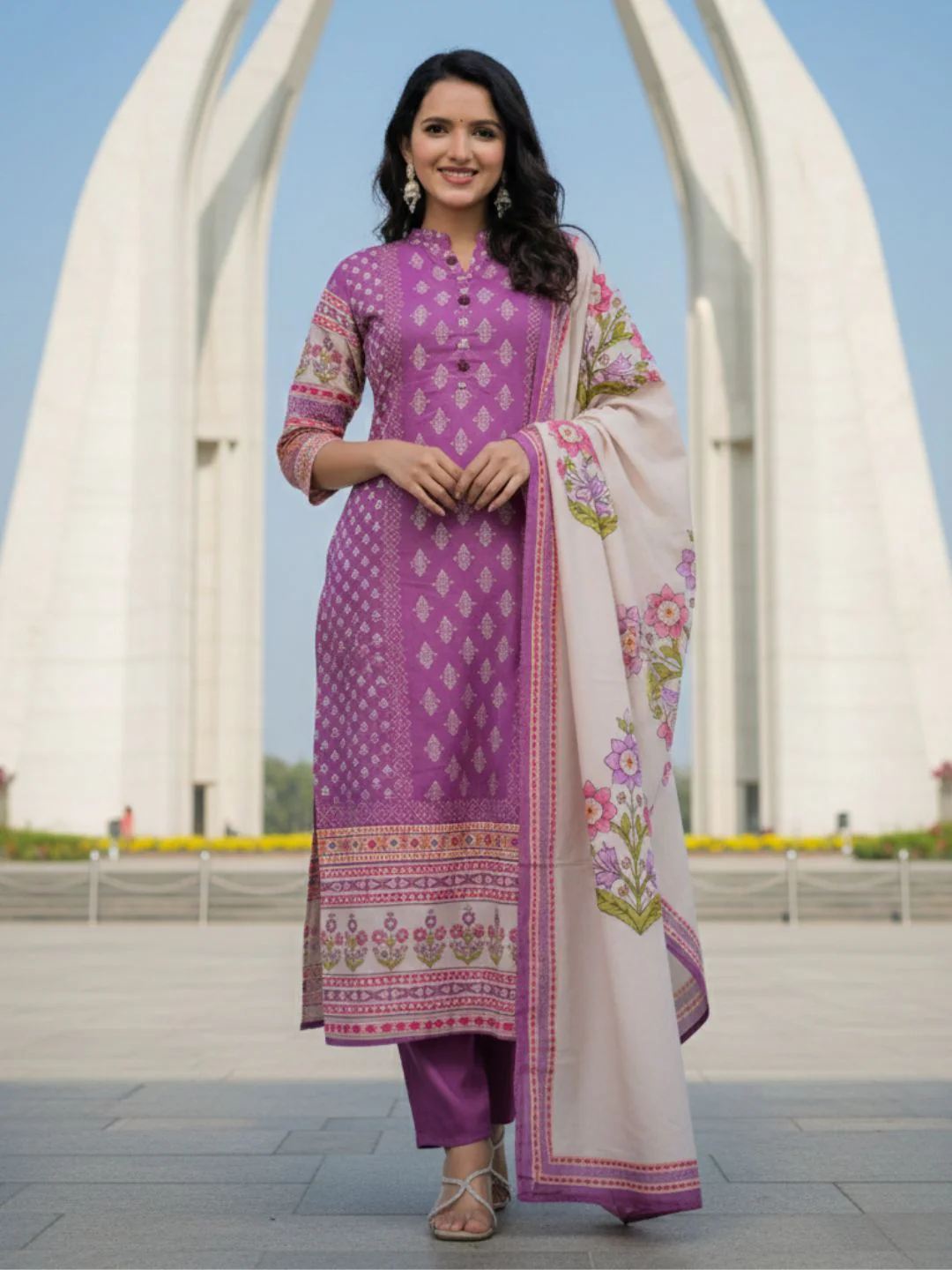 Shanti Orchid Printed Suit Set - Image 4
