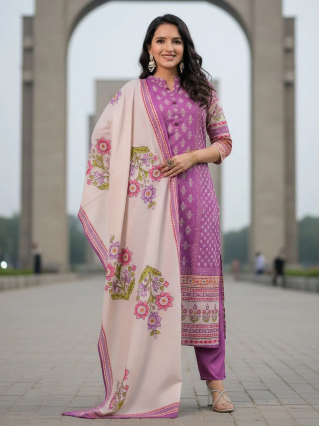 Shanti Orchid Printed Suit Set - Image 5